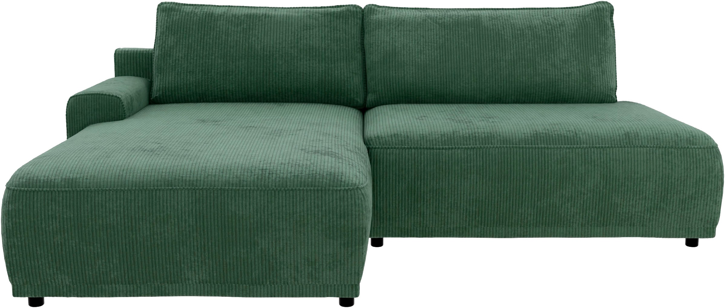 TRENDMANUFAKTUR Ecksofa »Fordon II, Schlafsofa mit Bettkasten, Couch in L-Form, Breite 250 cm«, in Cordstoff HYPER, dunkelgrün, Armlehne links