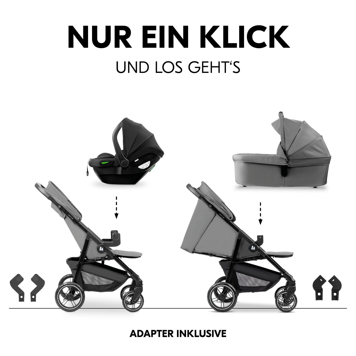 Hauck Kinder-Buggy »Shop N Care Trio Set«, inkl. Babyschale, Babywanne und Adapter