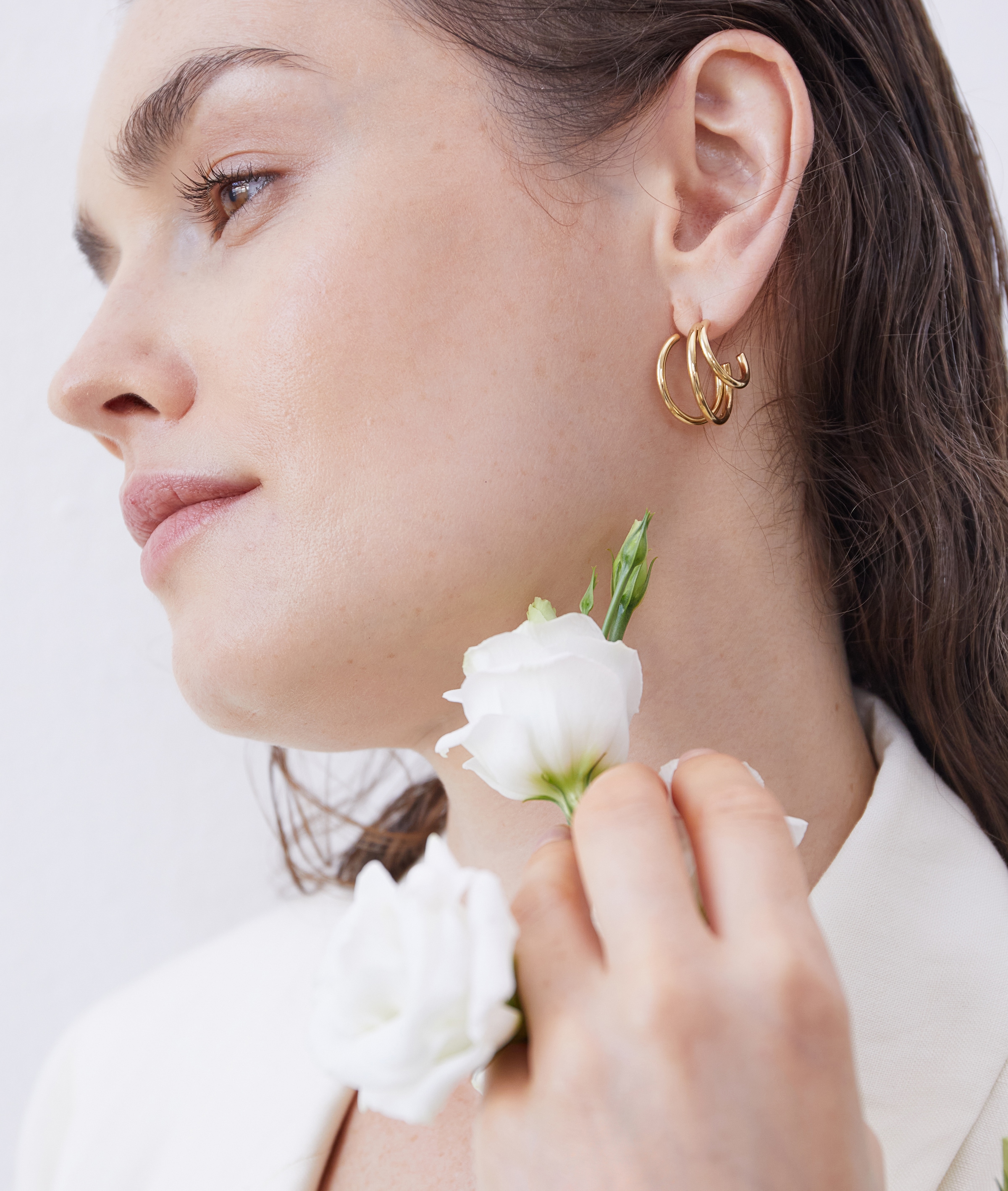 Echtzeit Paar Creolen »Schmuck Geschenk Edelstahl Ohrringe Modern Lines«