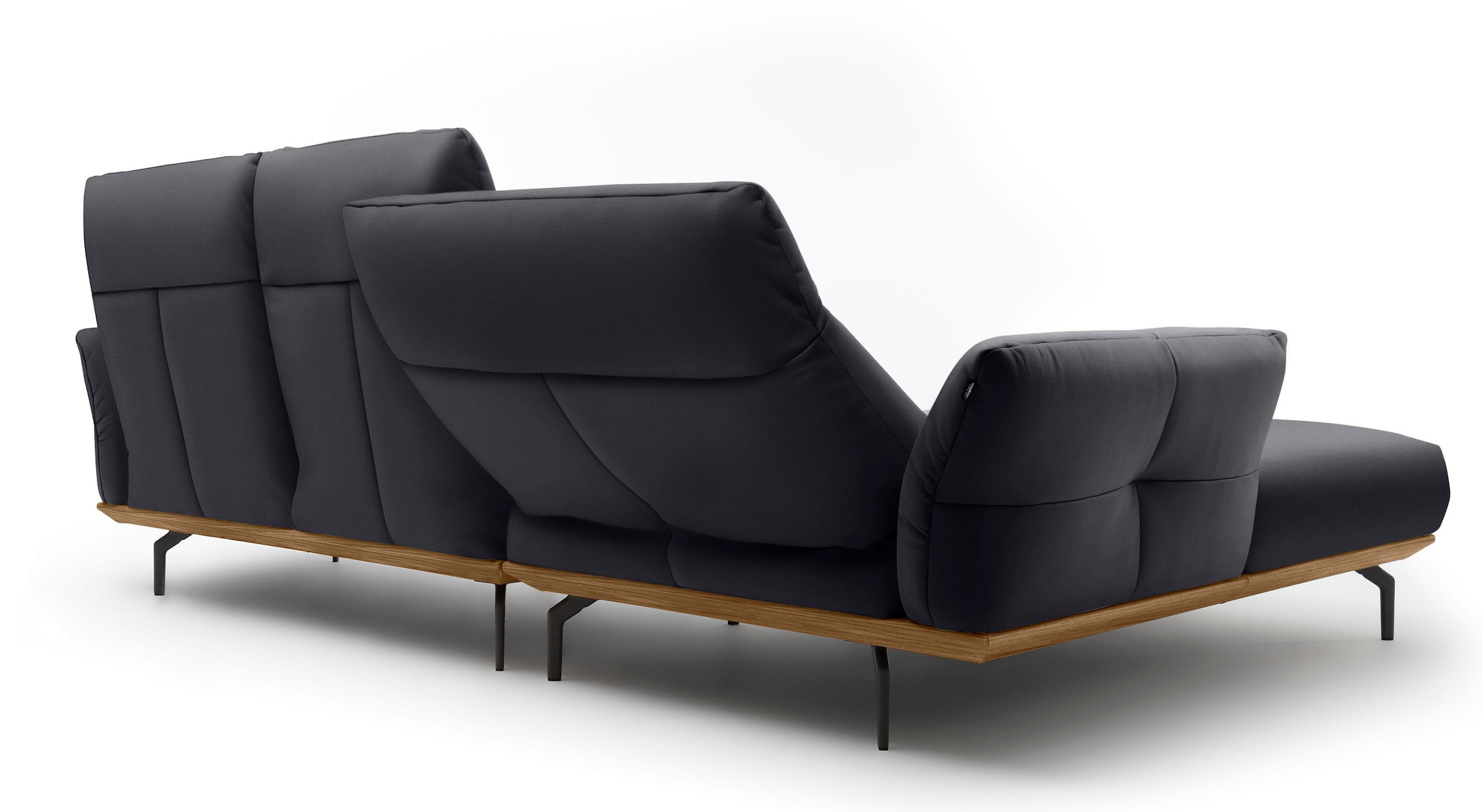 Creation BY ROLF BENZ Ecksofa »hs.460«, Sockel in Nussbaum, Winkelfüße in Umbragrau, Breite 298 cm
