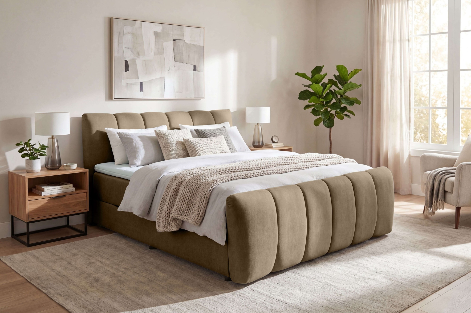 OTTO home Boxbett "DORA, Doppelbett inkl. Bettkasten, Federkernbett, Breiten: 160, 180 cm" Boxbett: 5-Z-Taschenfederkern im Unterbau, Härtegrad 3, inkl. Topper