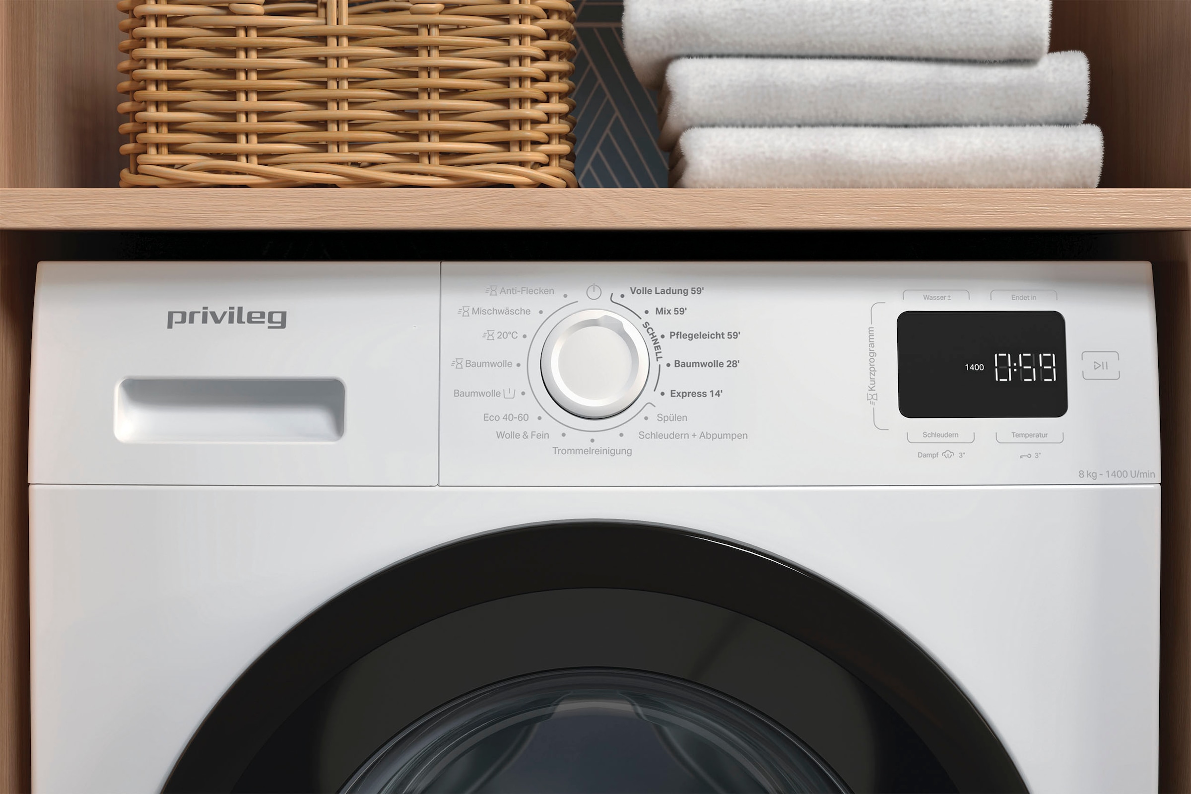 Privileg Waschmaschine MY TIME »PWF 874A MY TIME DE«, 8 kg, 1400 U/min, Quick Cycles – 5 Programme in unter 1 Stunde