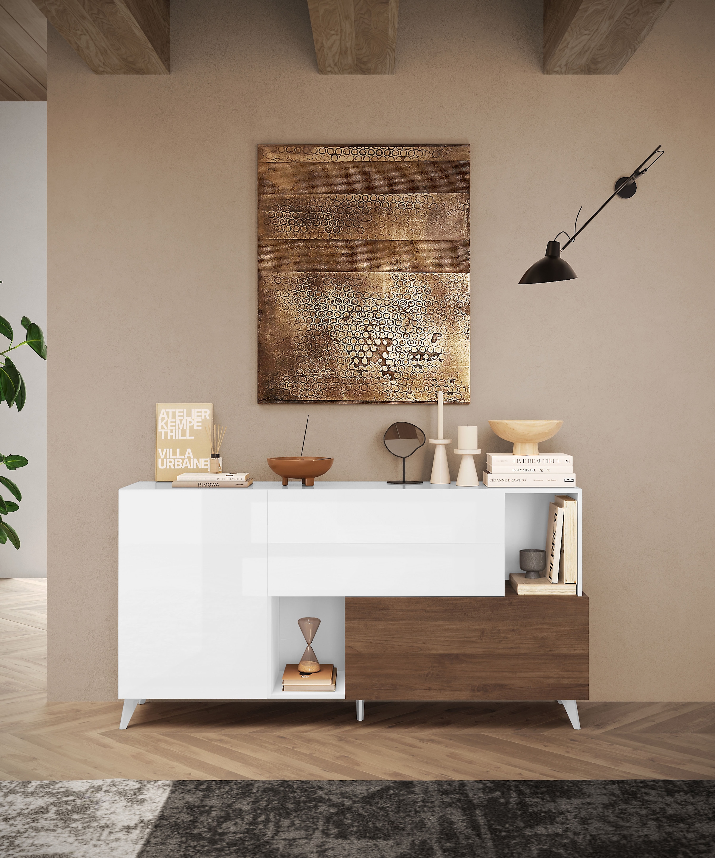 INOSIGN Sideboard »Monaco in Breite 181 cm, Anrichte mit Tür, Klappe und 2 Schubkästen«, Stauraumschrank – sanftes Schließen, edles Design, viel Platz