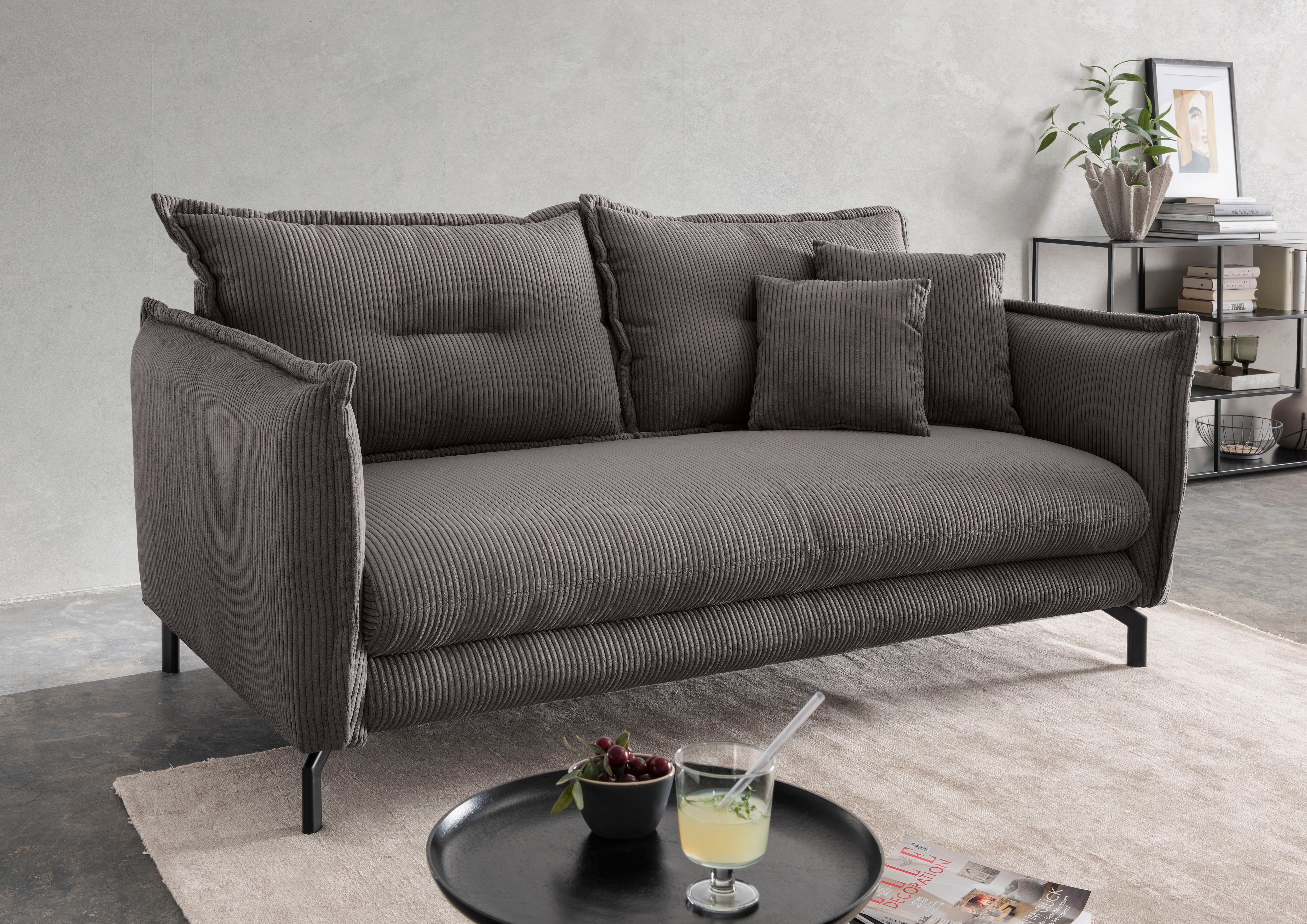 Home affaire 3-Sitzer "Lava modern & bequem, verstellbare Armlehnen, tolle Detailverarbeitung" zwei verschiedene Fußfarben wählbar