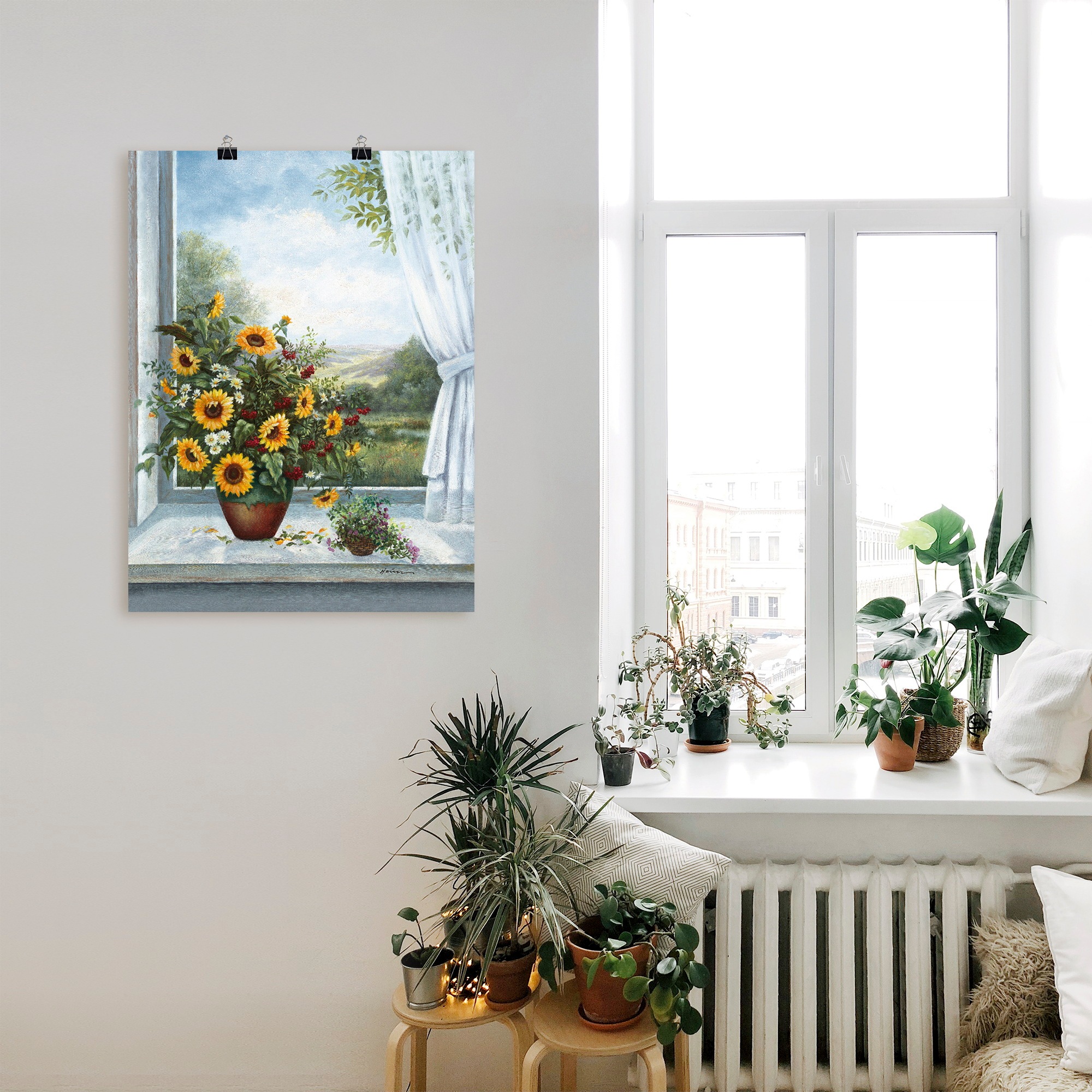 Artland Wandbild "Sonnenblumen am Fenster", Arrangements, (1 St.), als Lein günstig online kaufen