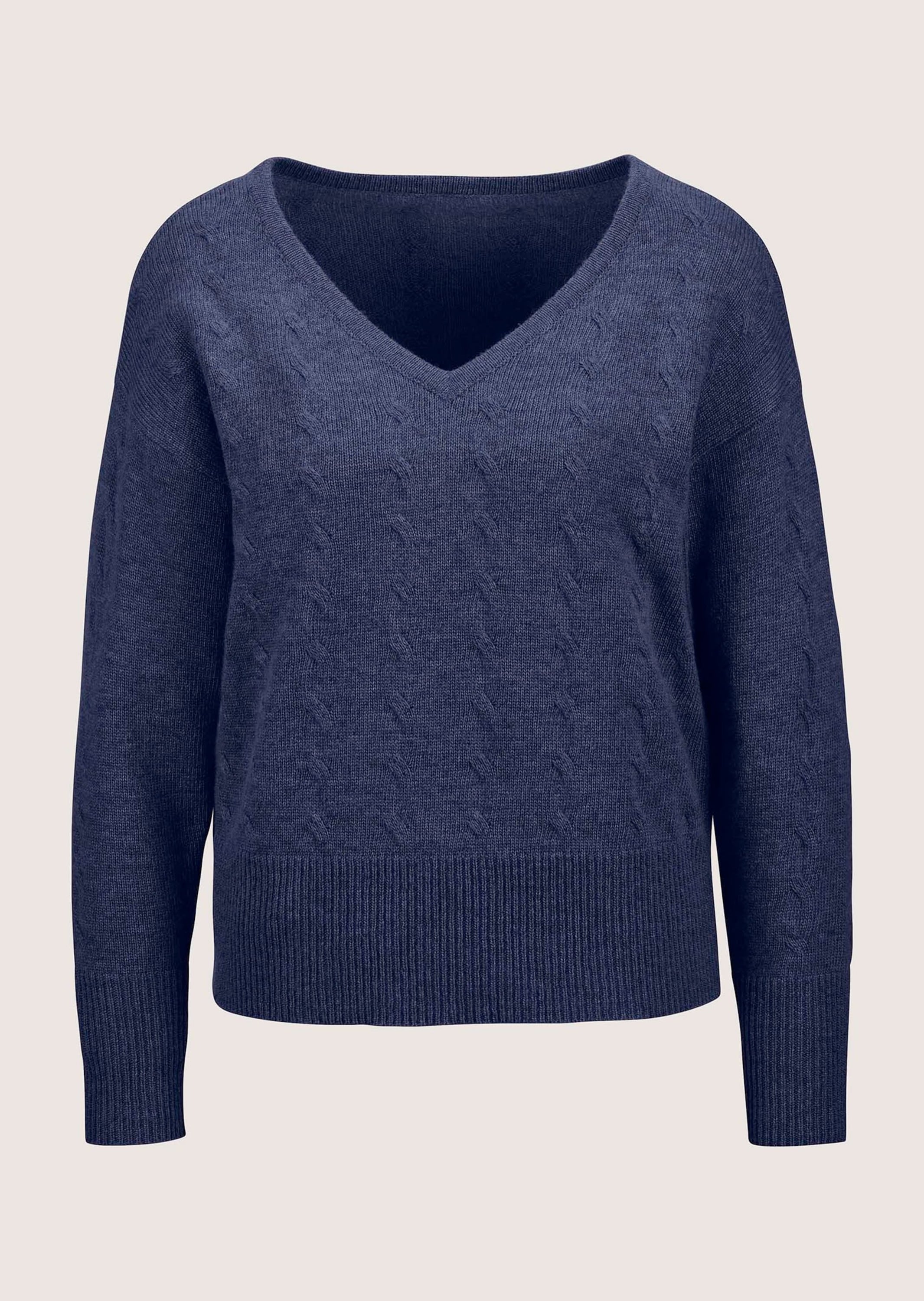 MADELEINE Longpullover "Pullover V-Pullover mit Zopfmuster" günstig online kaufen