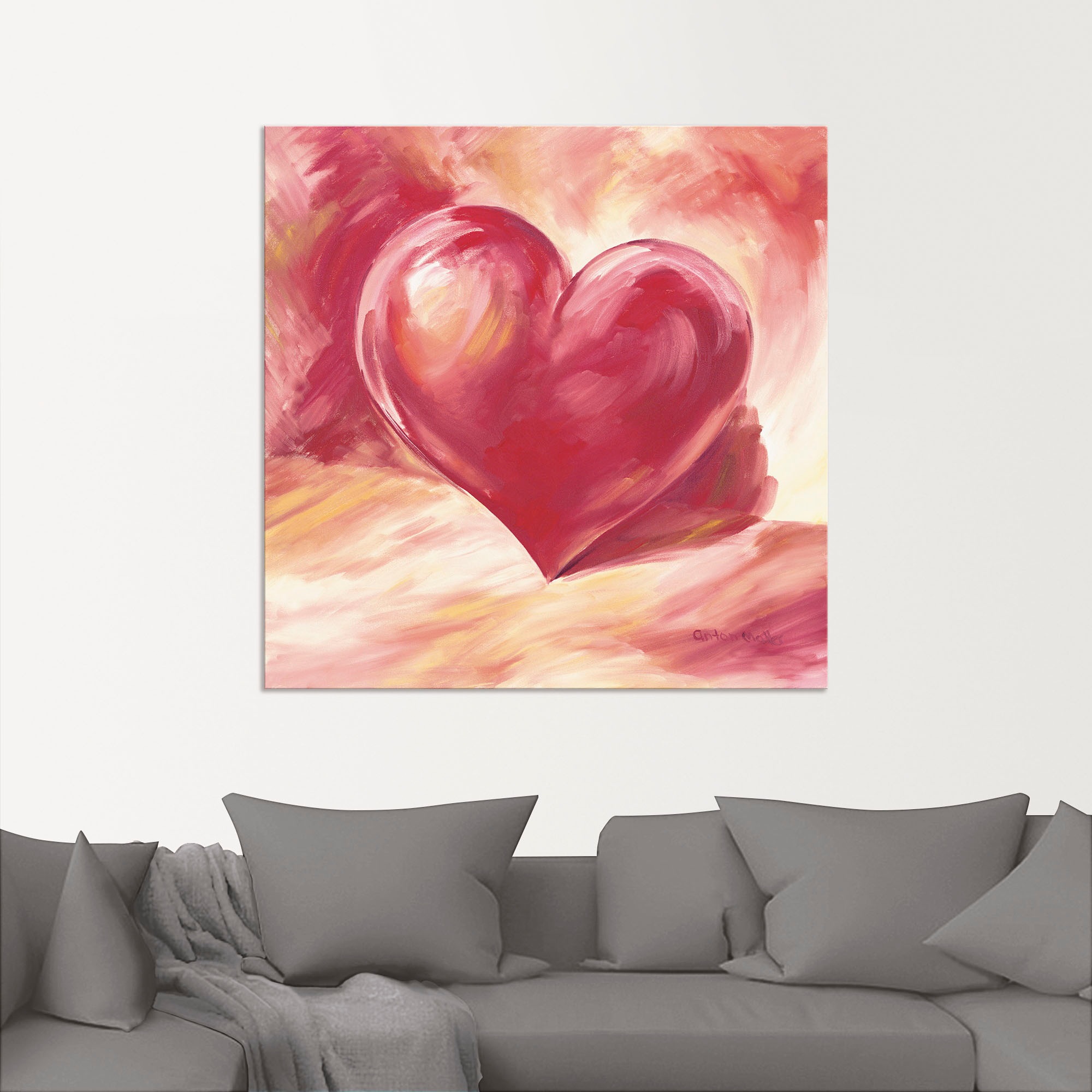 Artland Wandbild »Rosa/rotes Herz«, Herzen, (1 St.), als Alubild, Outdoorbild, Leinwandbild, Poster, Wandaufkleber