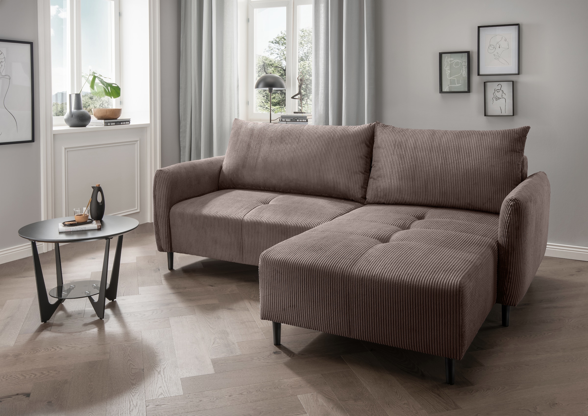 INOSIGN Ecksofa "Mara, L-Form, aktueller Cord Bezug und tolle Farben, schma günstig online kaufen