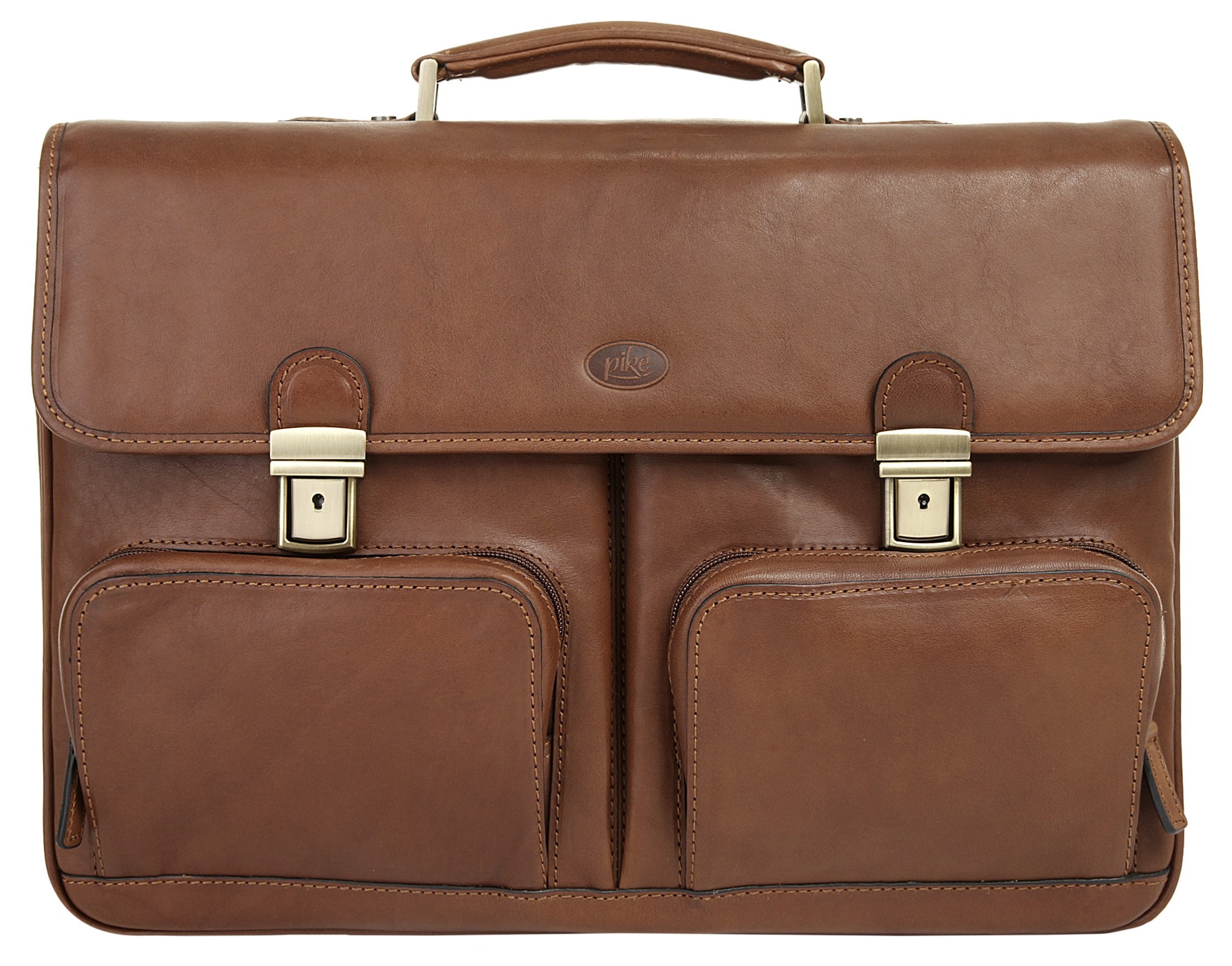 PIKÉ Aktentasche "PIKÉ Herren, Damen Aktentasche echt Leder", braun, Leder, glänzend, Taschen, echt Leder