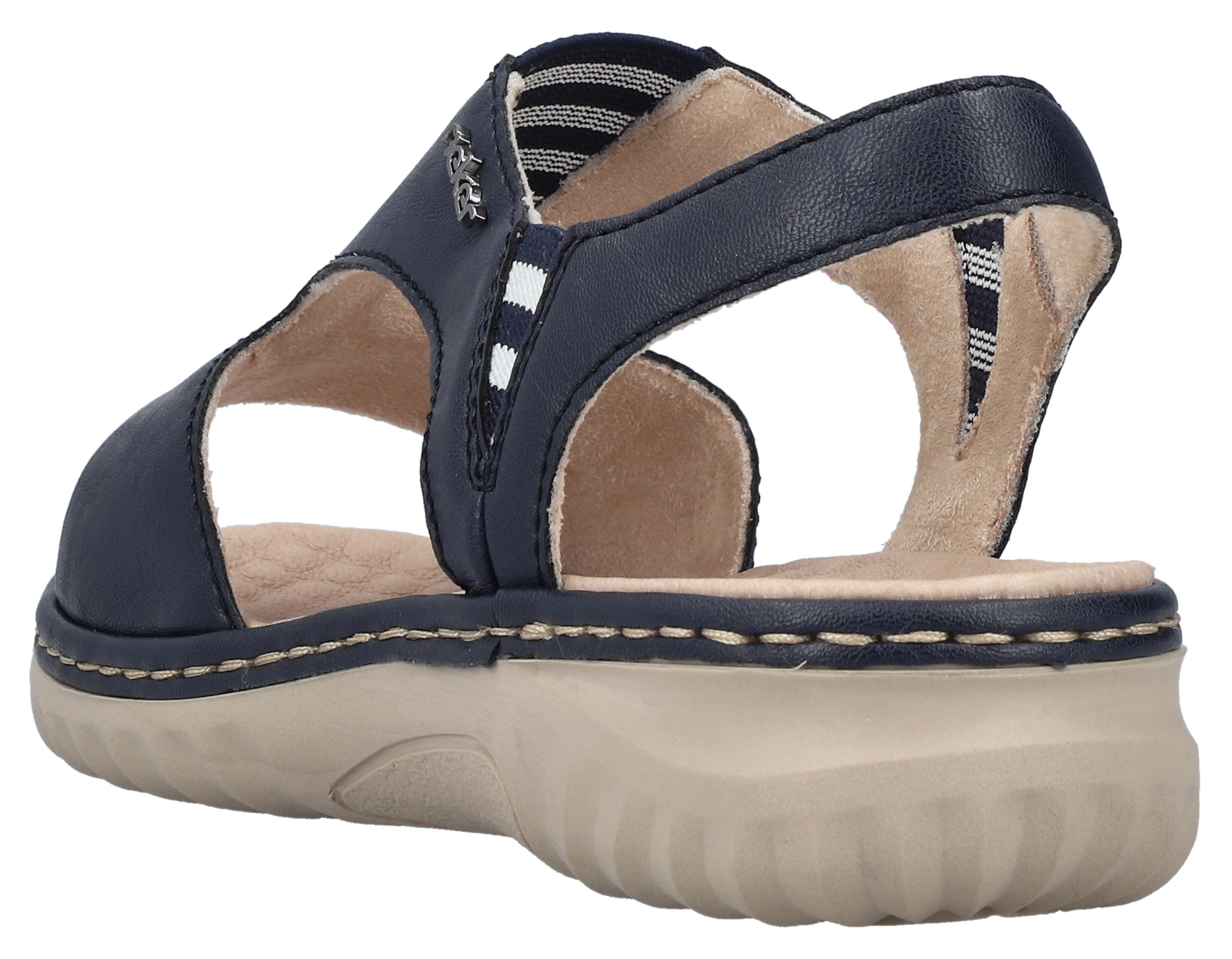 Rieker Sandale, Sommerschuh, Sandalette, Schlupfschuh mit kontrastfarbener Ziernaht