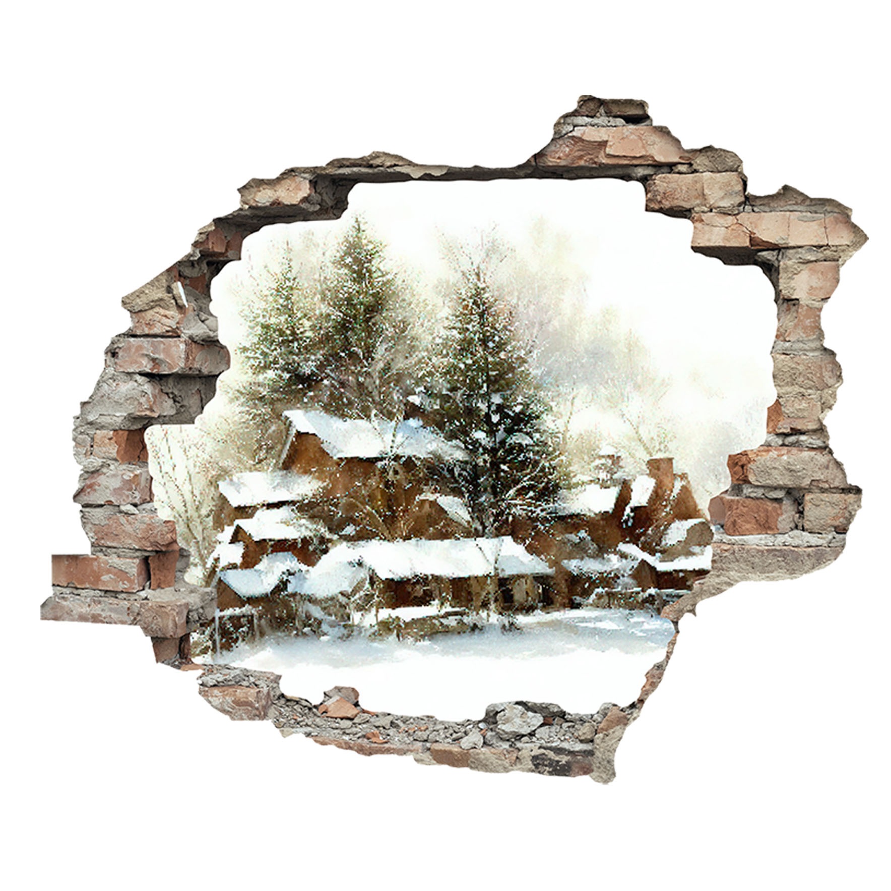 queence 3D-Wandtattoo "Häuserlandschaft im Schnee" selbstklebender Wandstic günstig online kaufen