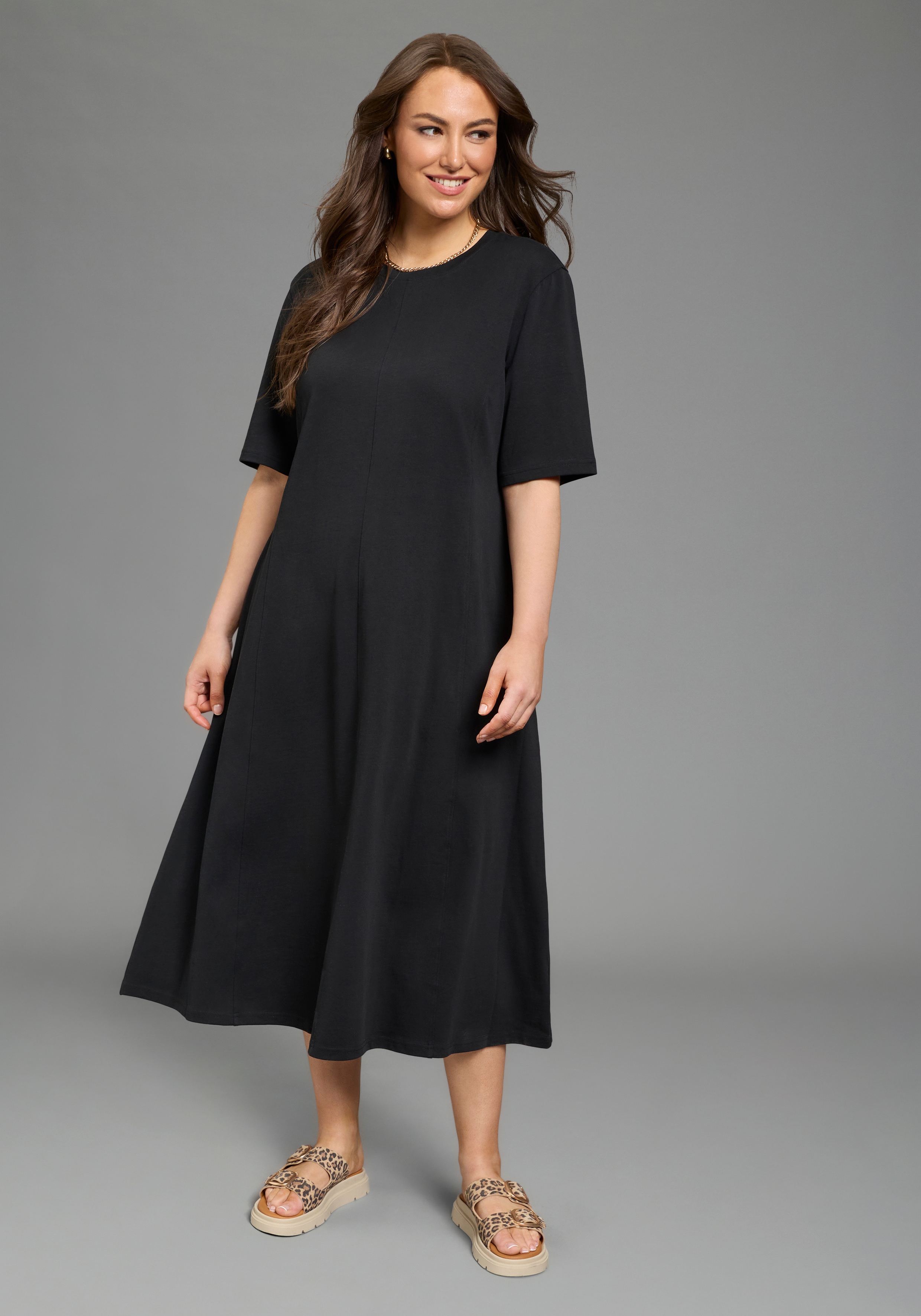 Laura Scott CURVE Maxikleid "Große Größen" Casual Stil in A-Linie, aus elastischer Shirtware