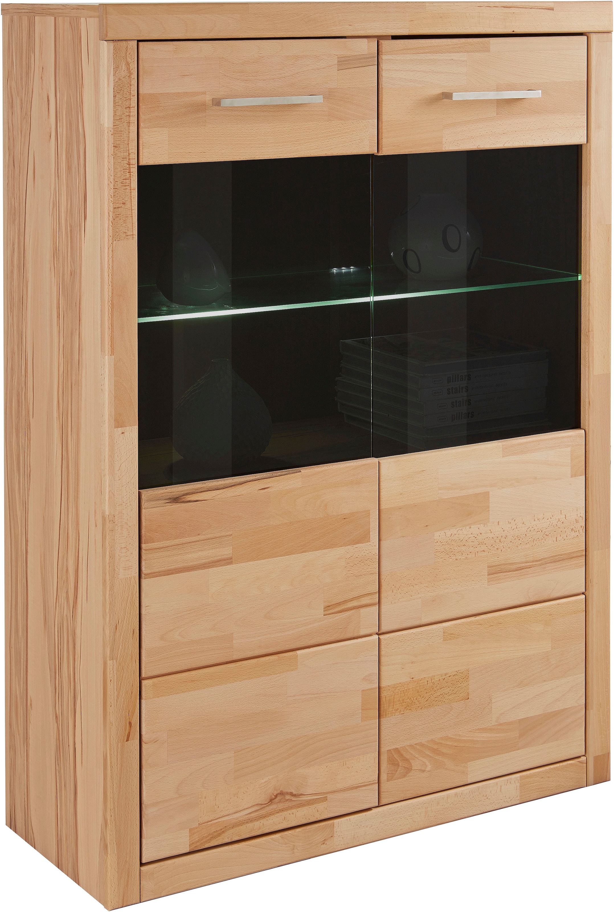 Home affaire Stauraumvitrine "Ribe,125cm hoch,112cm breit,4 breite Fächer", günstig online kaufen