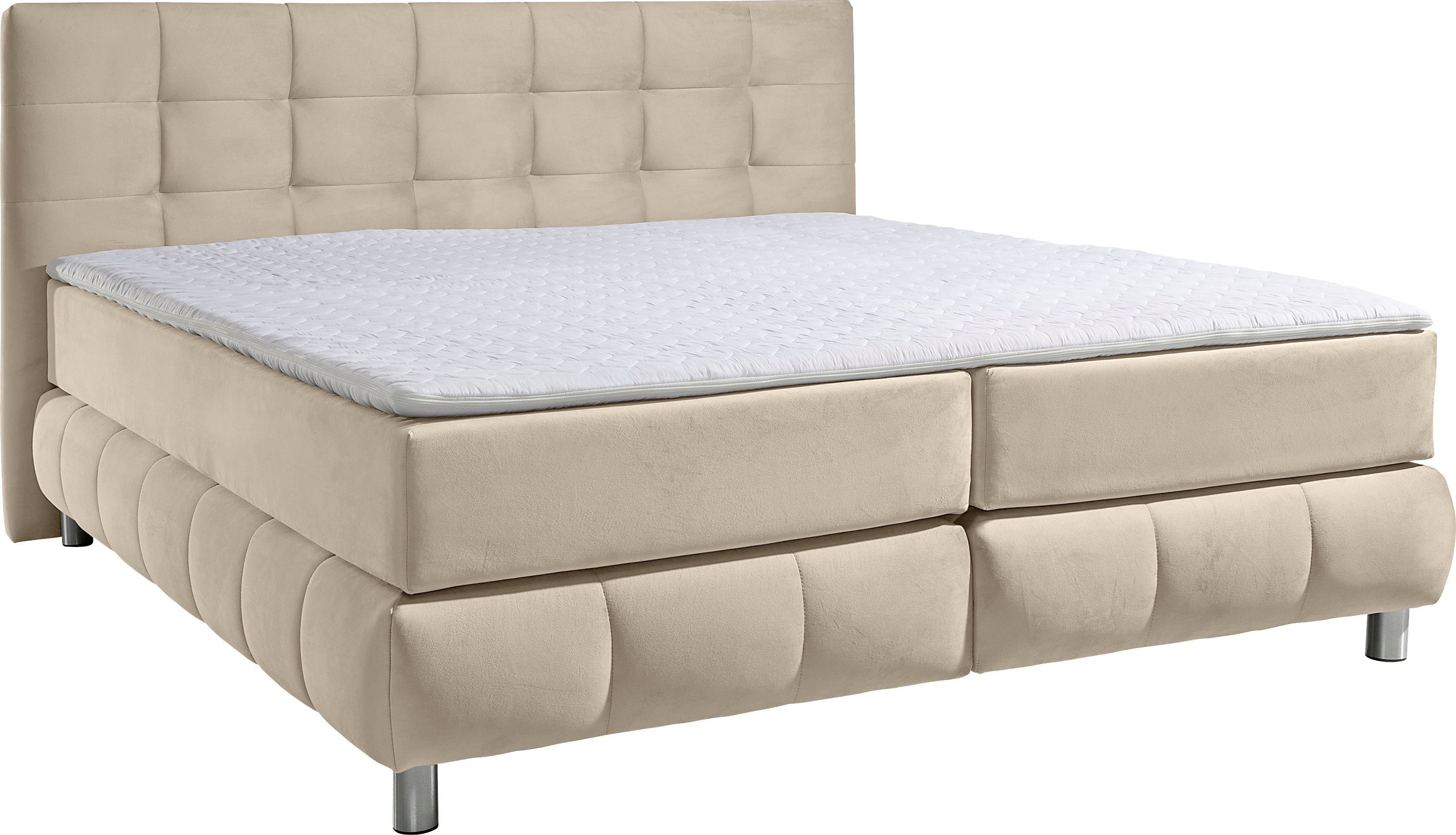 Thumbnail - andas Boxspringbett "Salo XXL" in Samtoptik oder Struktur, 6 Breiten in Überlänge 220cm, 4 Härtegrade