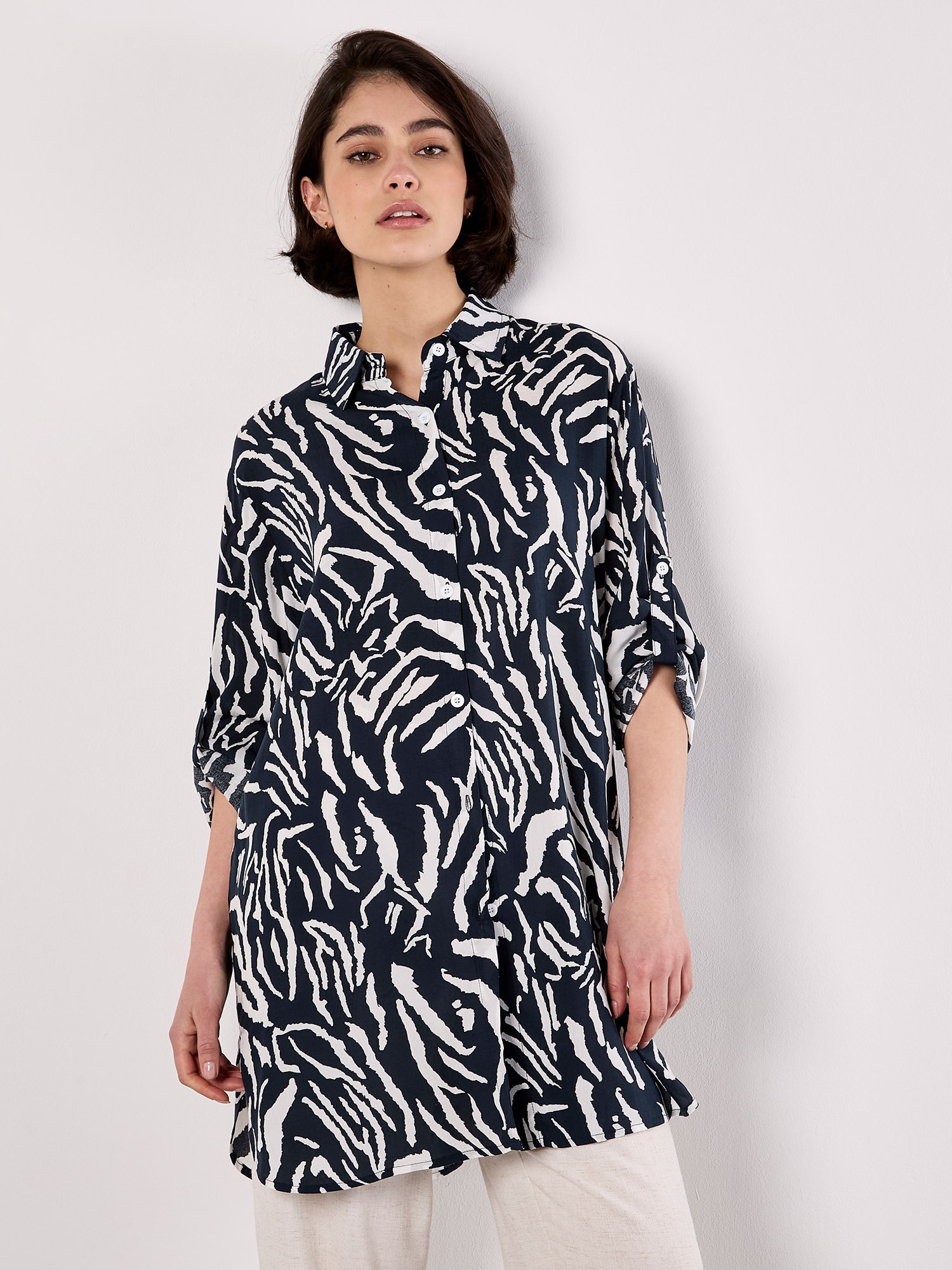 Apricot Hemdbluse "Oversize-Shirt" mit Zebradruck