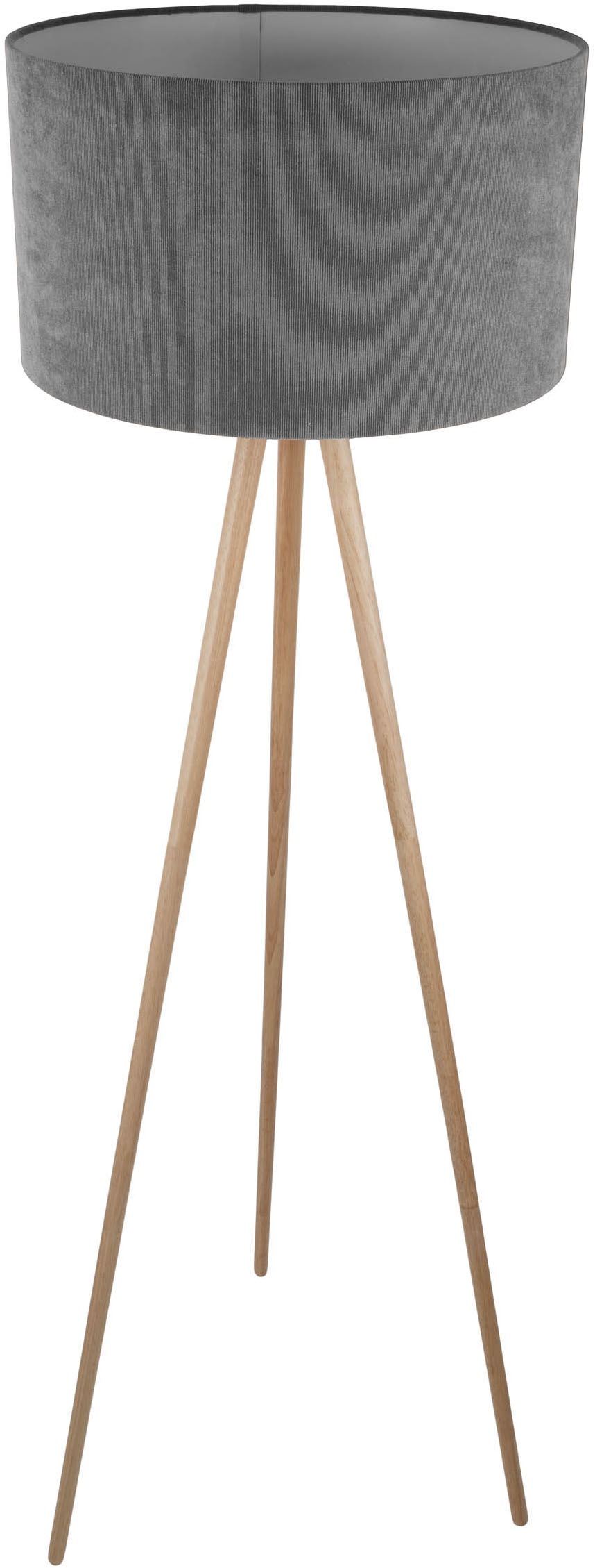 OTTO home Stehlampe »Torell« E27 1 Stk. Schirm mit Cordbezug, Dreibein aus Holz, 1x E27 exkl., Zuleitung 300cm