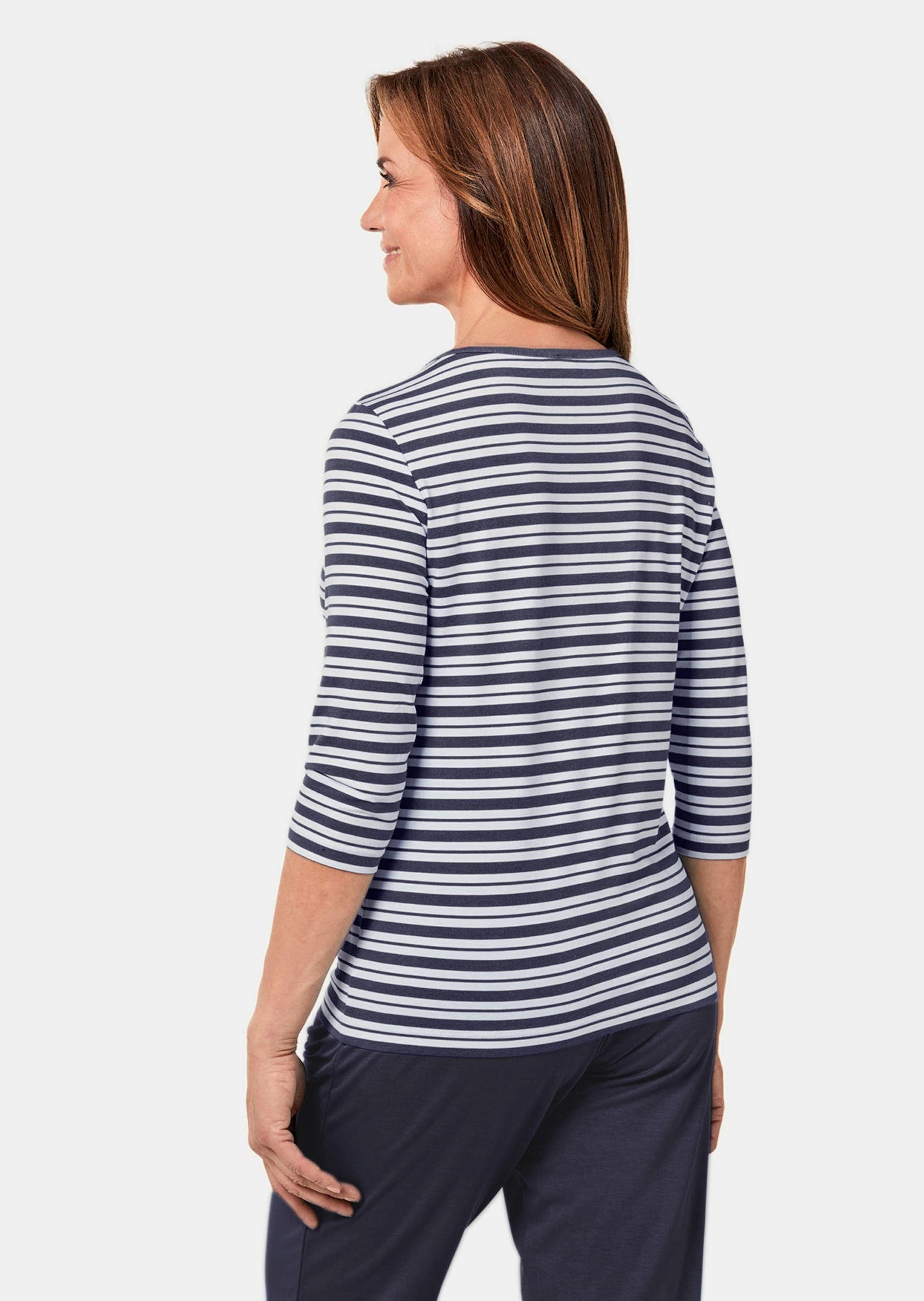 GOLDNER Kurzarmshirt »Kurzgröße Ringelshirt mit U-Boot-Ausschnitt«