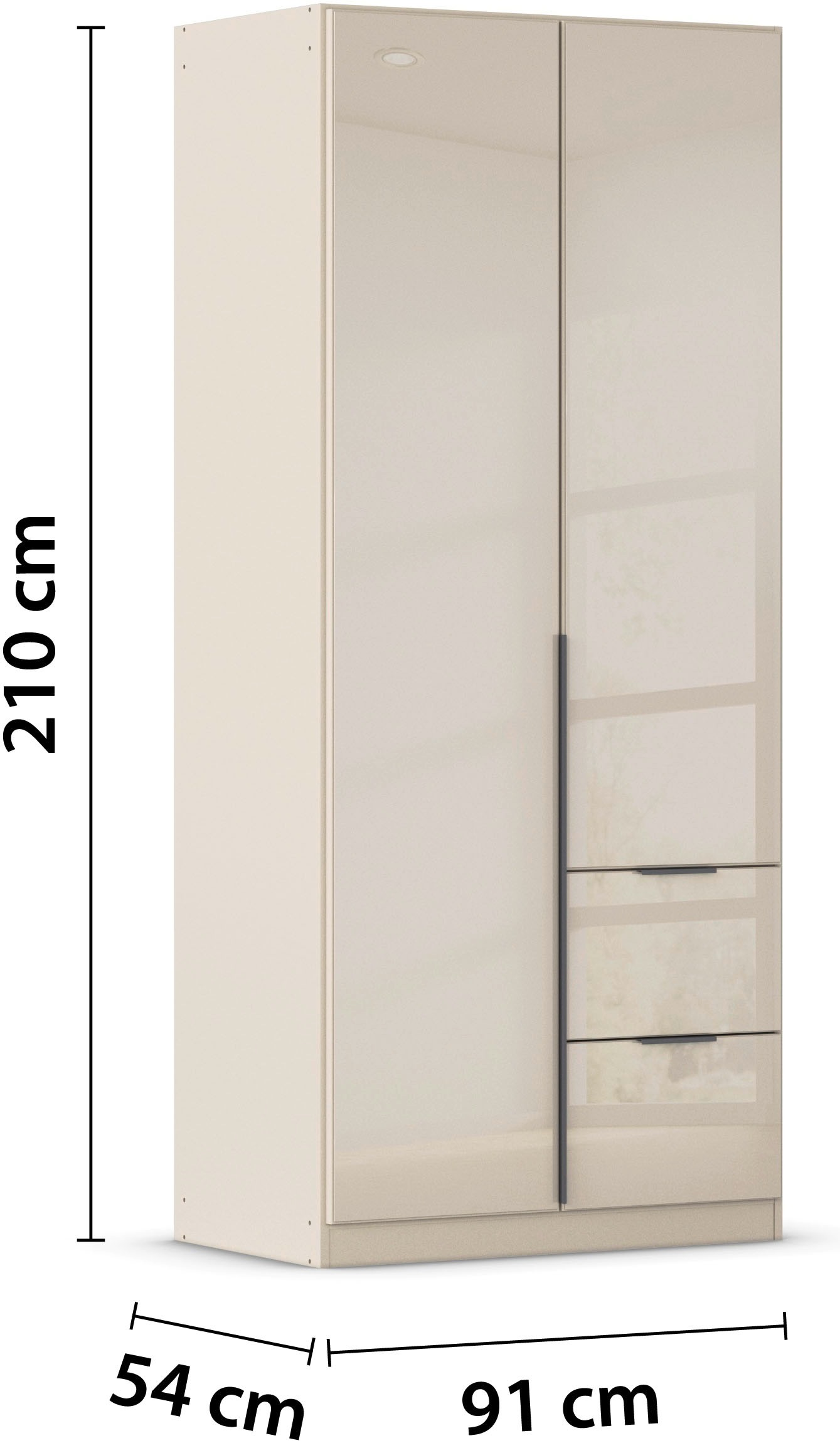 rauch Drehtürenschrank »Kleiderschrank Kleiderschränke Schrank Garderobe AGORDO mit Glasfront«, (in zwei Griff-Farben, Breiten 91-360 cm), mit Außenschubkästen, in 7 Breiten und 2 Höhen MADE IN GERMANY