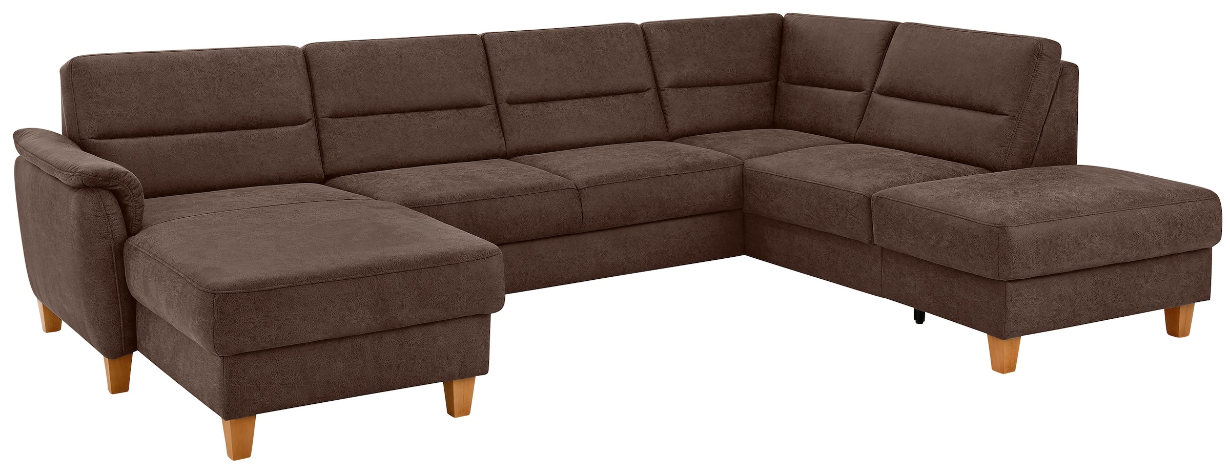 Home affaire Wohnlandschaft "Palmera U-Form, B: 308 cm, große Stoff + Leder Auswahl" mit Schlaffunktion, optional Bettkasten, Federkern, XXL-Wohnlandschaft
