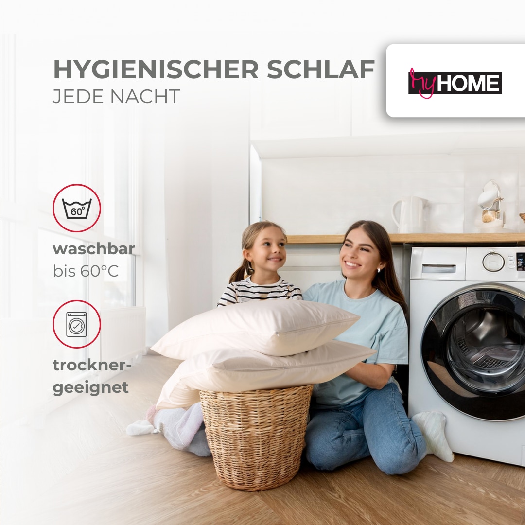 my home Microfaserkissen »Baca, Kopfkissen 40x80cm und 80x80 cm, 2-tlg«, Füllung: Polyesterfaser, Bezug: Microfaserbezug, (Spar-Set, 2 St., 2-tlg.), Kissen im Spar-Set: sehr gutes Preis- / Leistungsverhältnis!