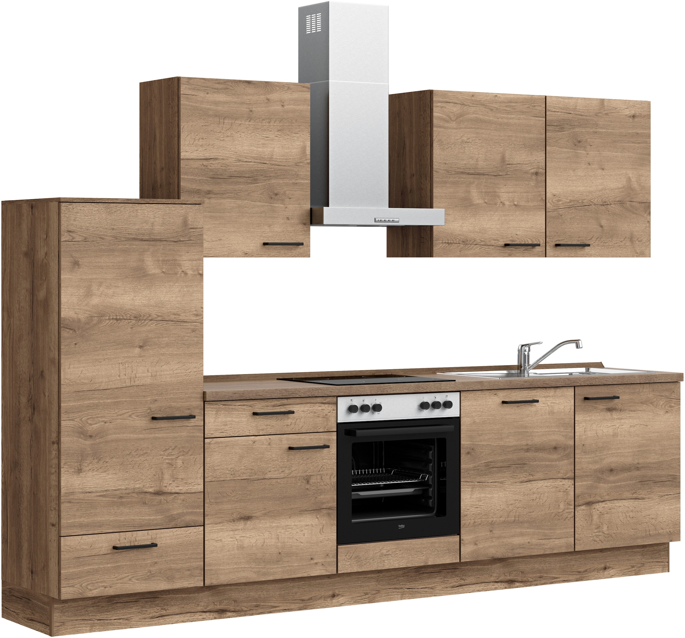 nobilia® Küchenzeile »"Structura I"« vormontiert, Ausrichtung wählbar, Breite 300 cm, wahlw. mit E-Geräten