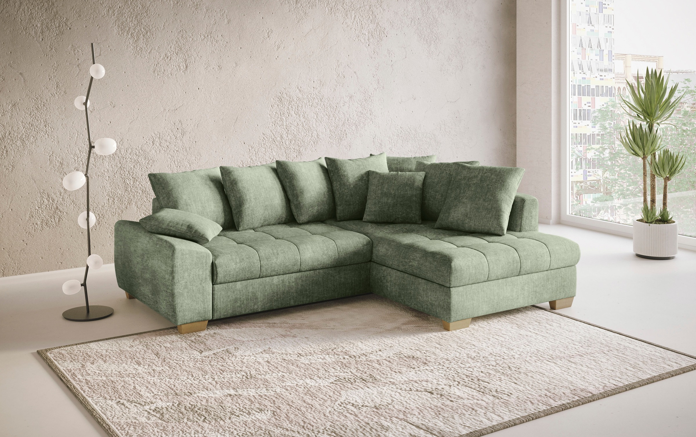 Mr. Couch Ecksofa »Nikita II, L-Form«, Wahlweise mit Bettfunktion, Bettkasten & RGB-LED-Beleuchtung