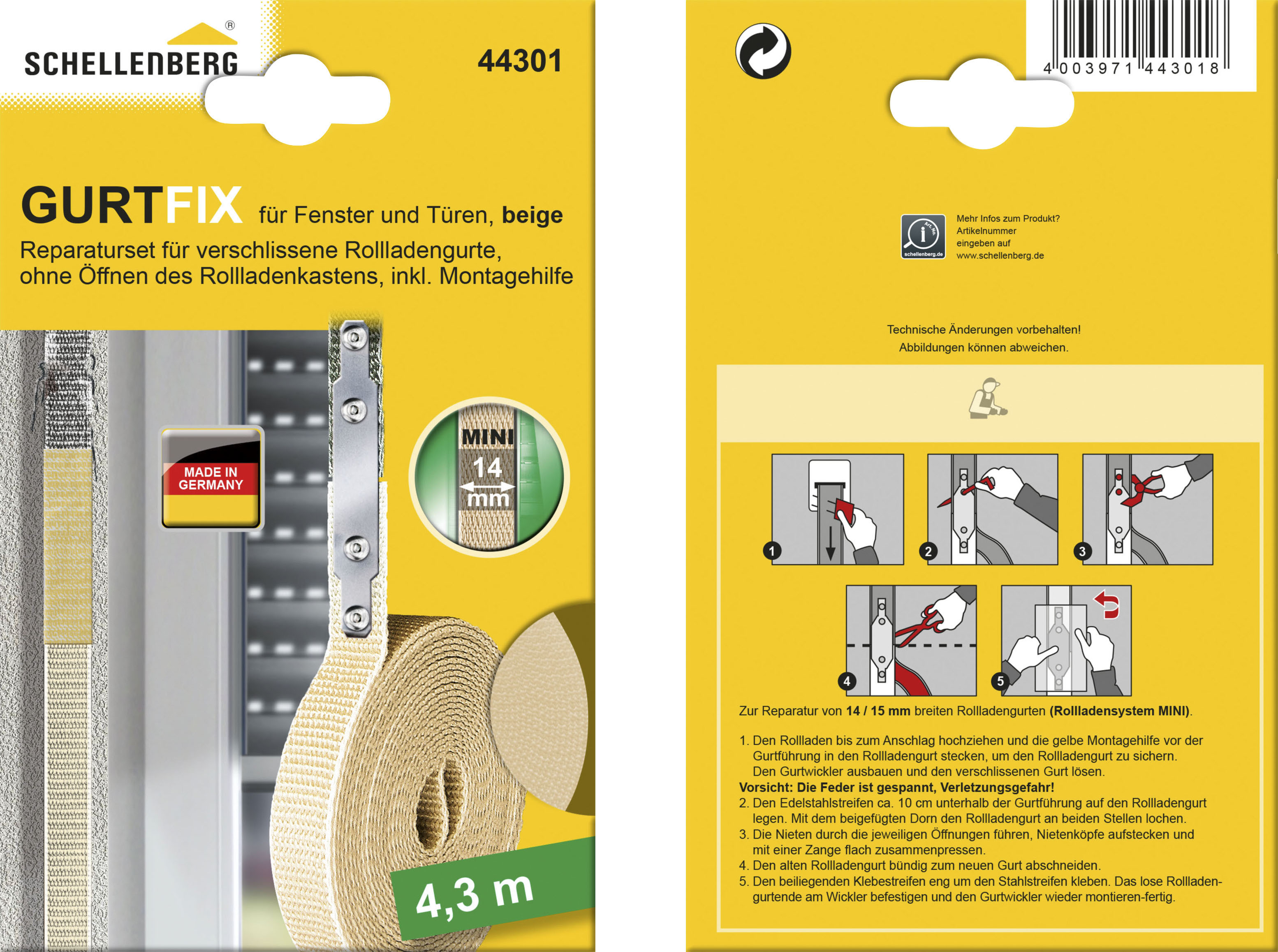 Thumbnail - SCHELLENBERG Reparatur-Set "Rollladen Gurtfix für das Rollladensystem Mini", für alte Gurtbänder in unterschiedlichen Fa...