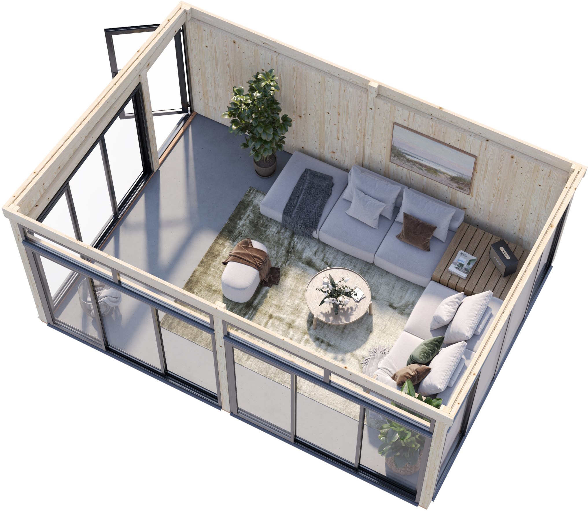 Palmako Holzpavillon »Saga 23,3 m² Slide Plus« BxTxH: 592x430x276 cm