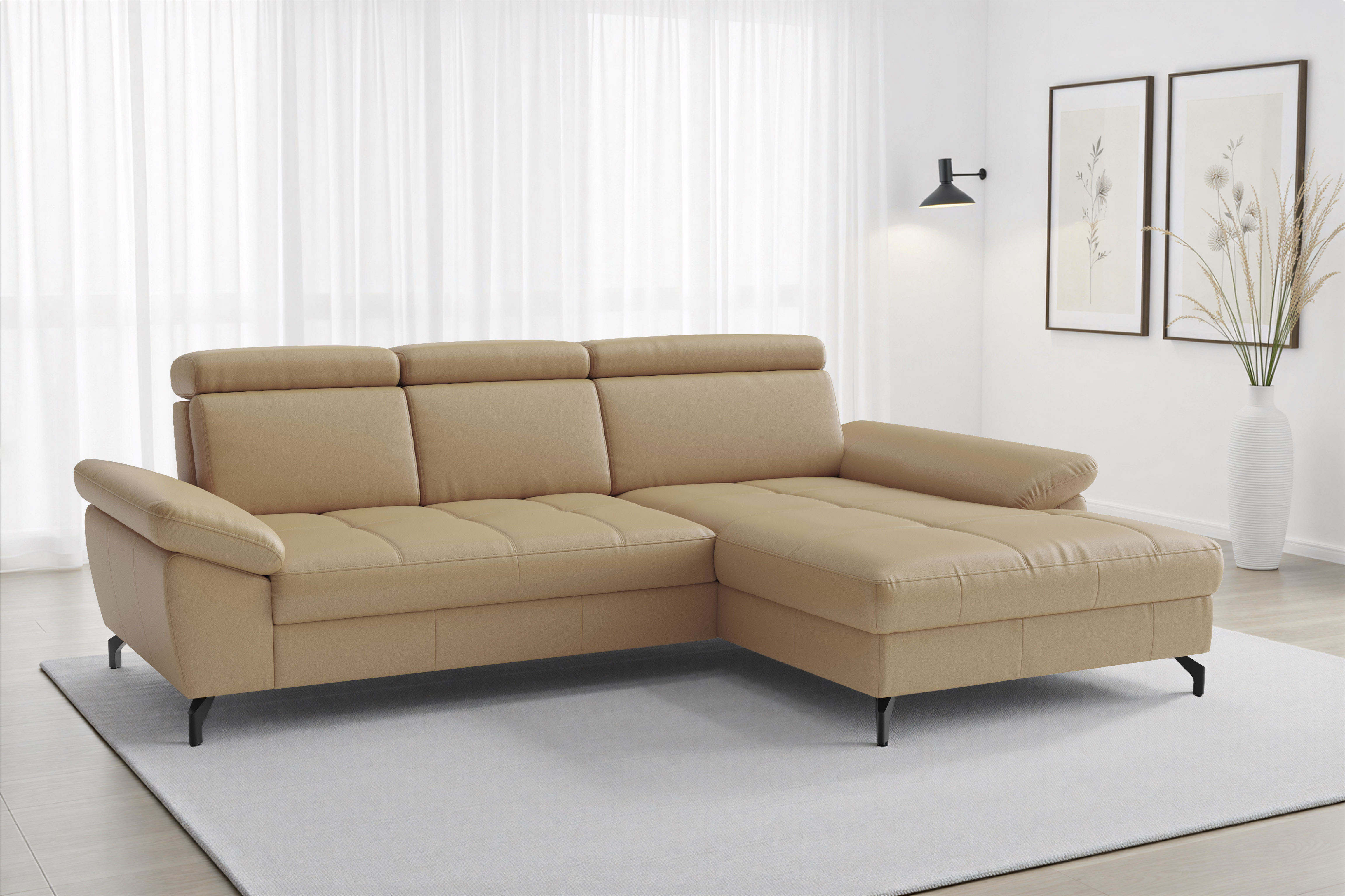 sit&more "Vanity L-Form, Leder, B: 264 cm, mit Sitz-, Kopf u. Armteilverstellung" Couch optional mit Schlaffunktion & Bettkasten, in Leder
