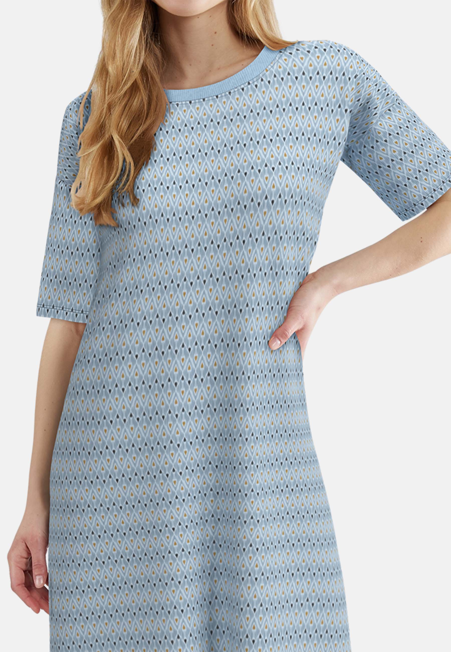 Thumbnail - TOM TAILOR Nachthemd Halbarm, knielang, Rundhalsausschnitt, Baumwollmix