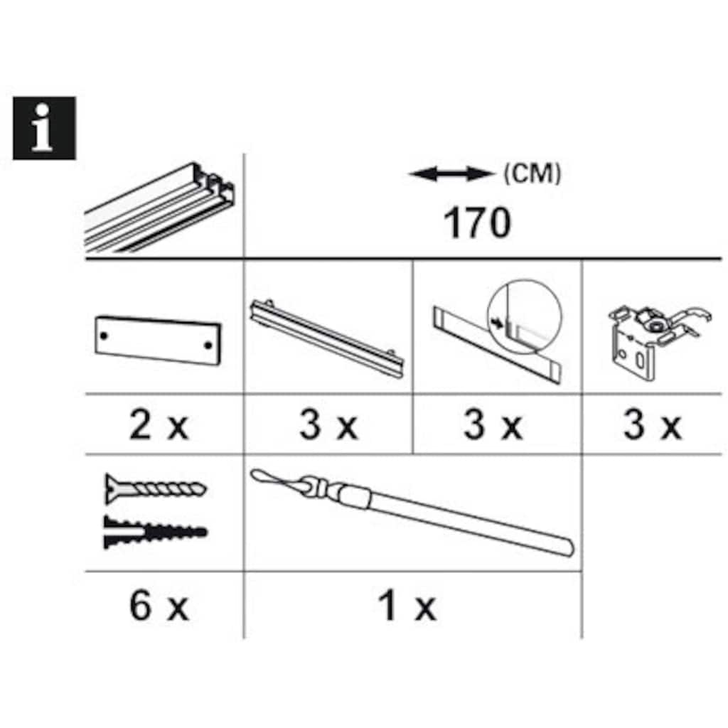 GARDINIA Flächenvorhangschiene »Flächenvorhangschiene Komfort Komplett-Set 3-läufig«, (1 St.)