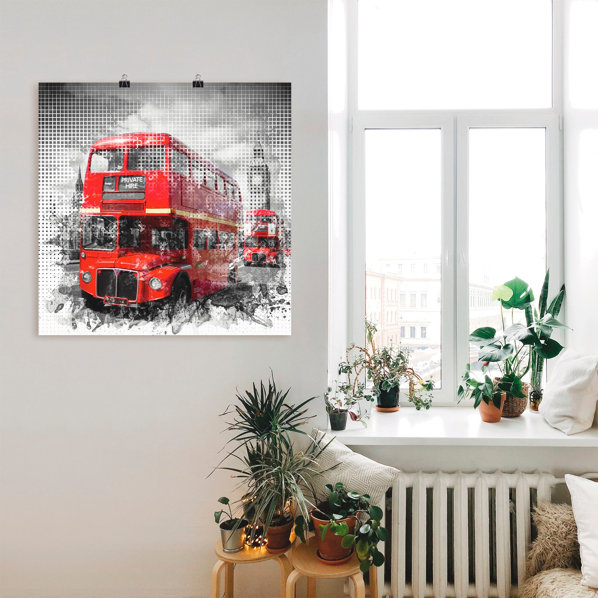 Artland Wandbild "London Westminster Rote Busse", Auto, (1 St.), als Poster günstig online kaufen