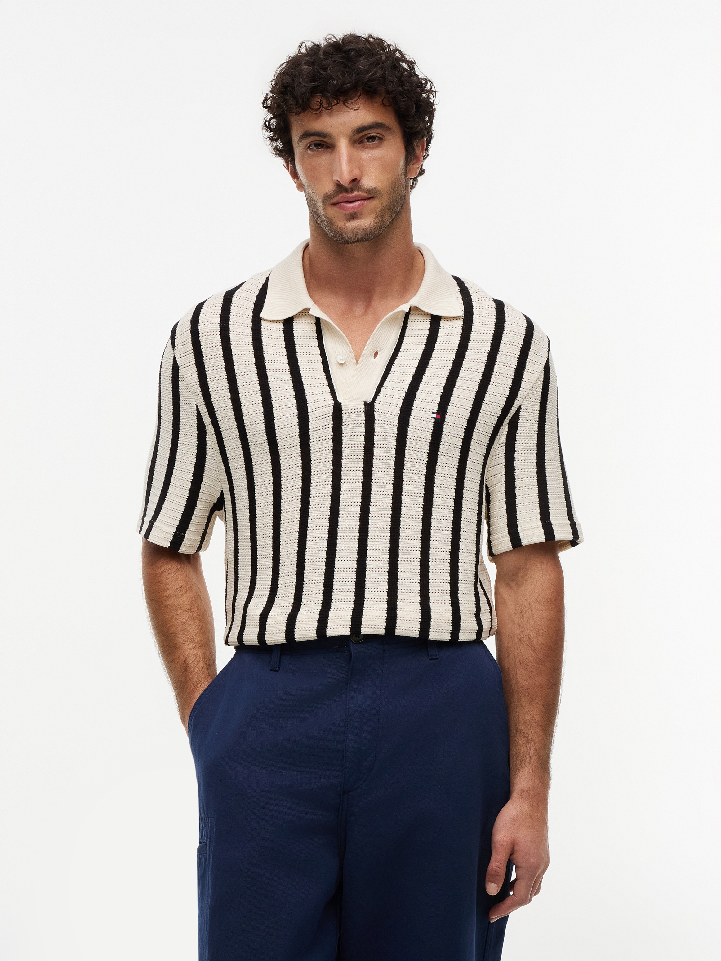 Tommy Hilfiger Poloshirt "OPEN KNIT RELAXED FIT POLO" aus Lochstrick, relax günstig online kaufen