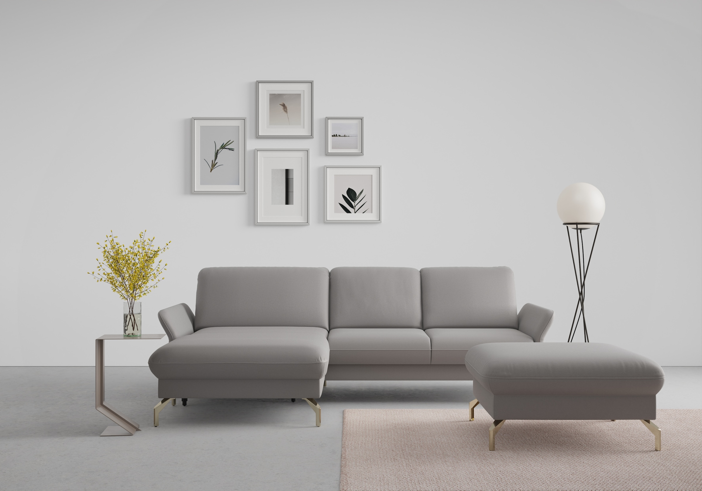 sit&more Ecksofa "Fashion L-Form" wahlweise mit Kopfteilverstellung, Vorziehsitz, motorisch, Nickelfüße