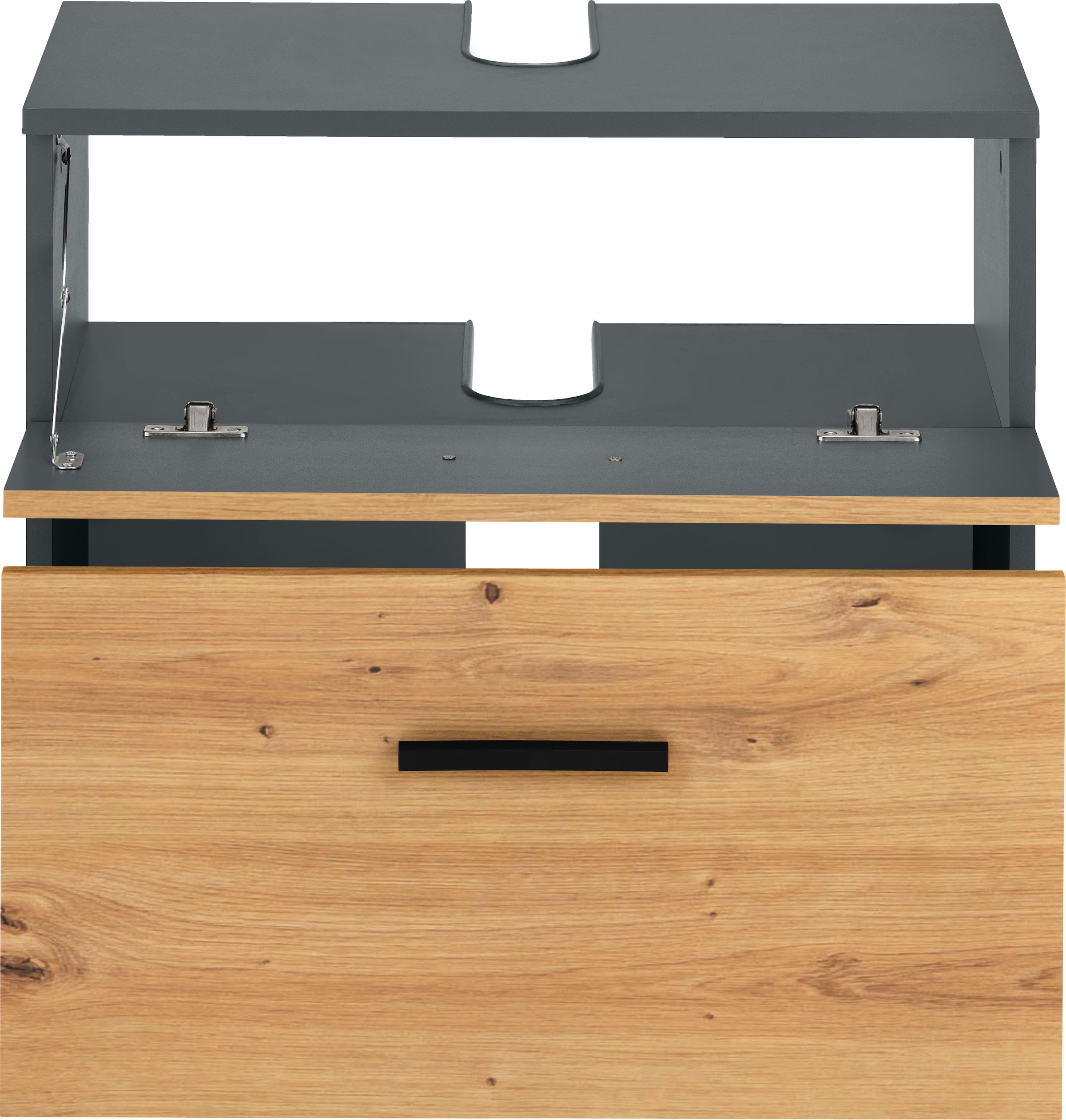 INOSIGN Waschbeckenunterschrank »Skara«, mit Klappe und Schubkasten,  schwarze Griffe, Breite 60 cm, Höhe 55 cm kaufen | BAUR