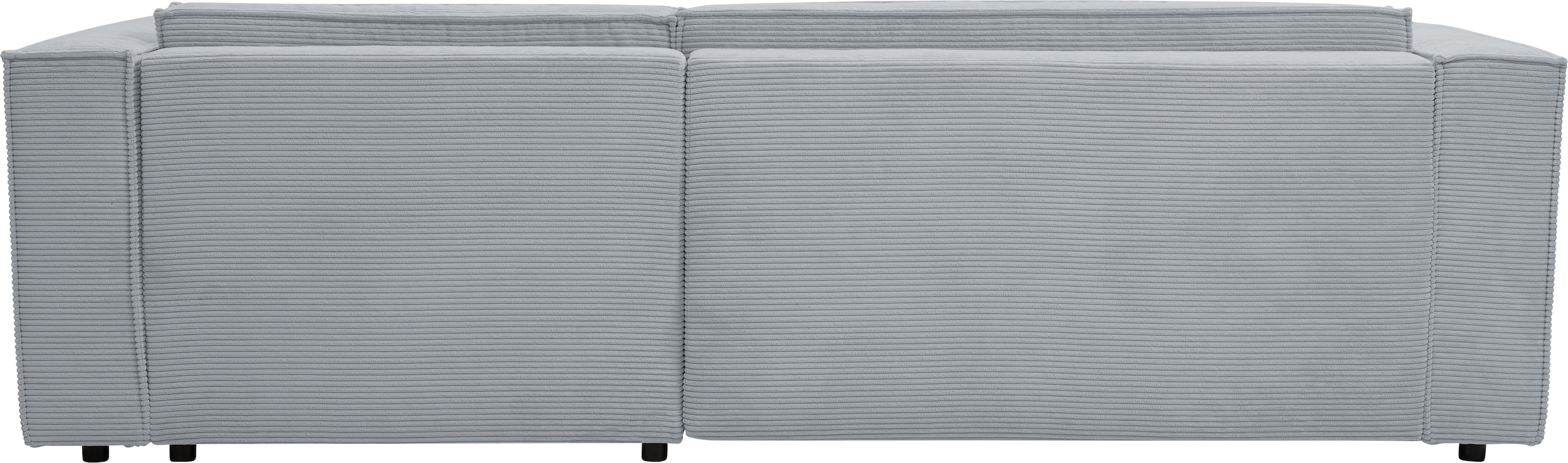 WERK2 Ecksofa »Atlanta-New, modernes Design, Stellmaße 295x182 cm, L-Form, Kedernaht« hoher Komfort, Schlaffunktion & Bettkasten, Cord, Grau