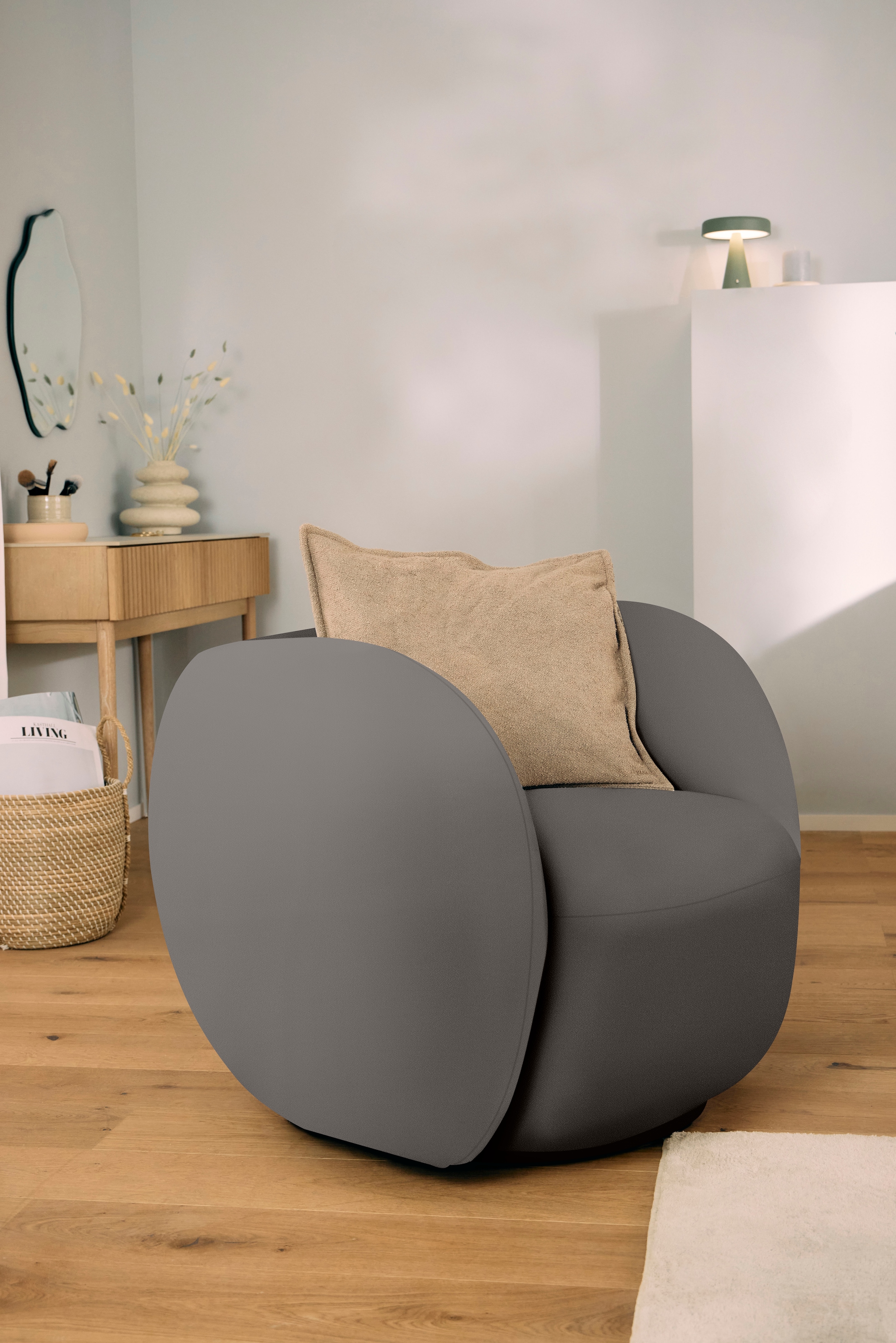 homsy by Ana Johnson Sessel »Pebbla, exklusiver, formschöner Designsessel, Drehsessel« Mit oder ohne Drehfunktion, in Luxus-Microfaser oder Chenille