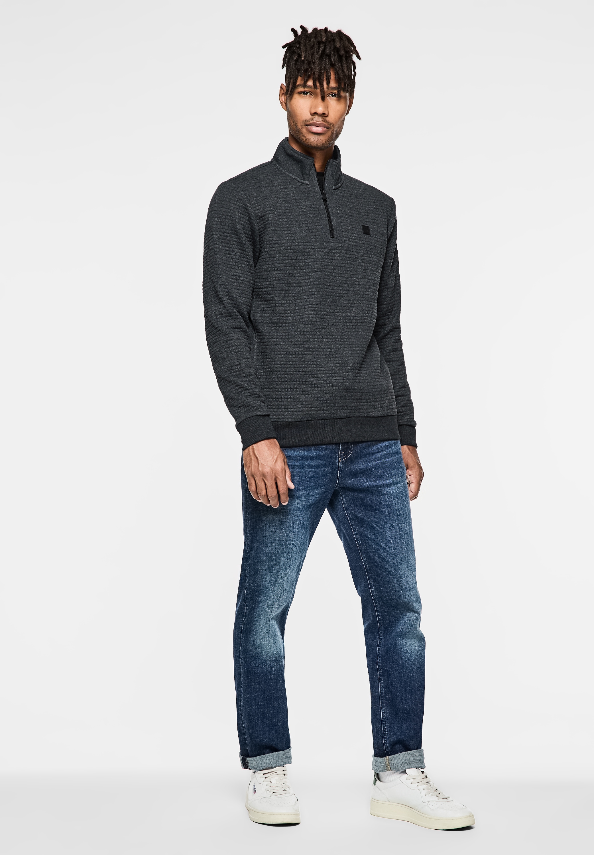 STREET ONE MEN Sweatshirt, mit Stehkragen