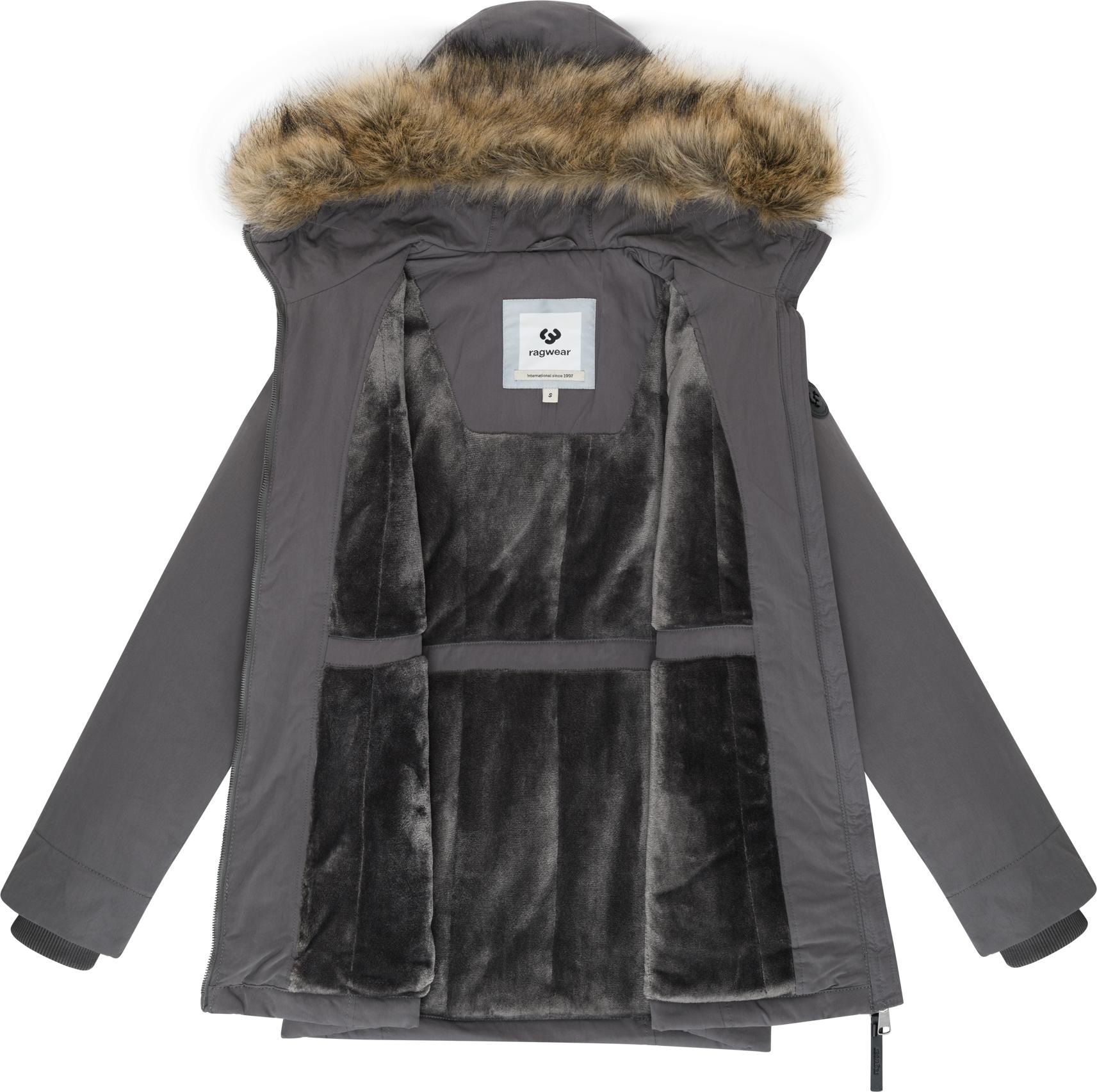 Ragwear Kurzmantel »Monadetta Warm«, Kurzer Wintermantel mit Kunstfellbesatz