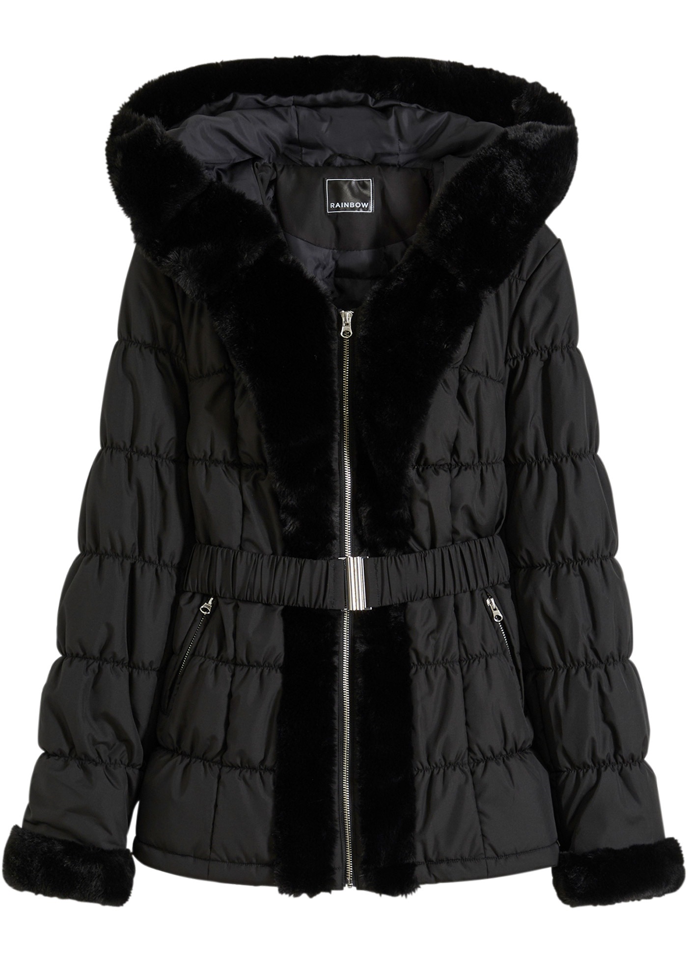 bonprix Steppjacke mit Kapuze Winterjacke mit Kapuze und Fellimitat