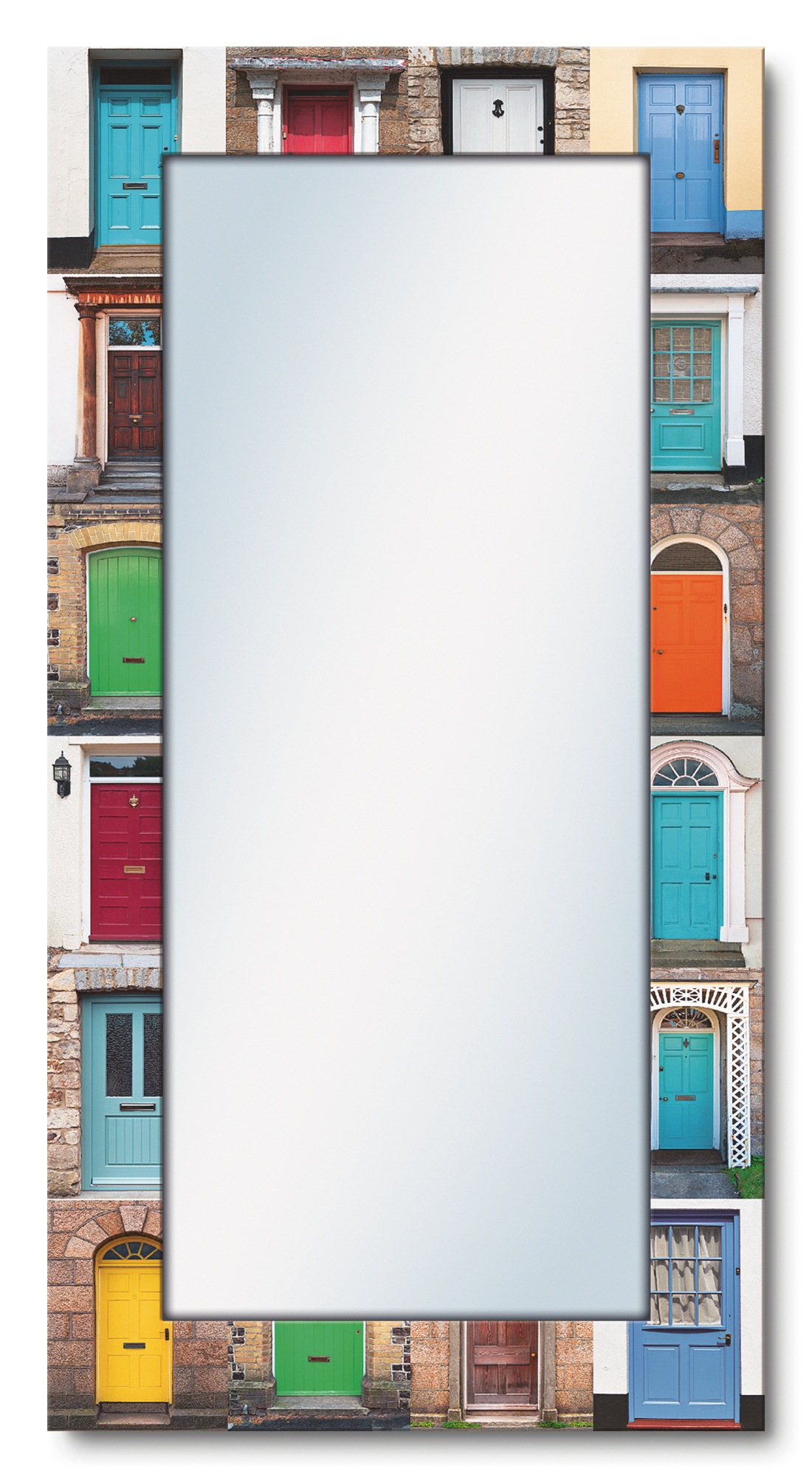 Artland Dekospiegel „Fotocollage von 32 bunten Haustüren“, gerahmter Ganzkörperspiegel, Wandspiegel, mit Motivrahmen, Landhaus bunt Rabatt: 34 %