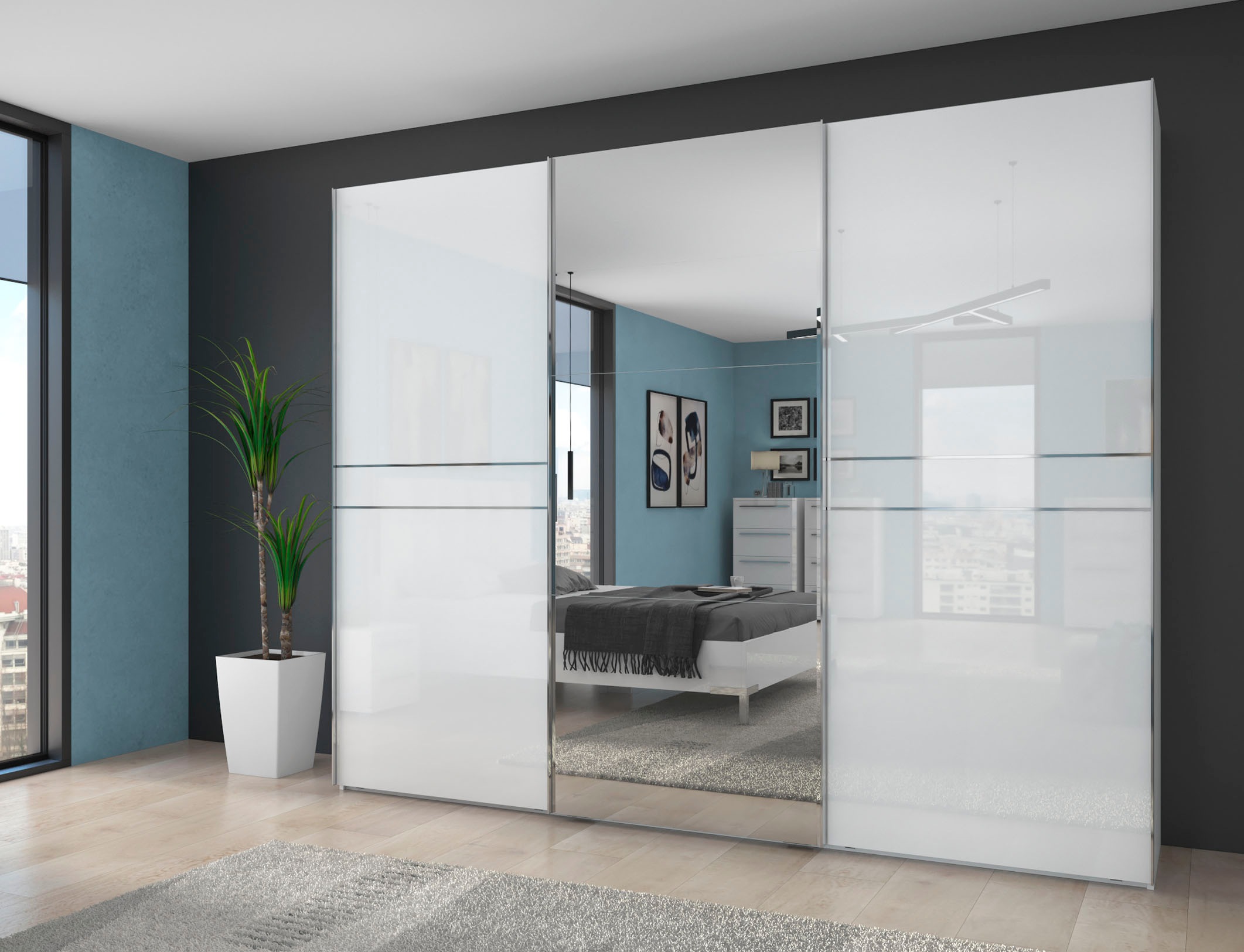 Places of Style Schwebetürenschrank "Piano, mit Einlegeböden und Kleidersta günstig online kaufen