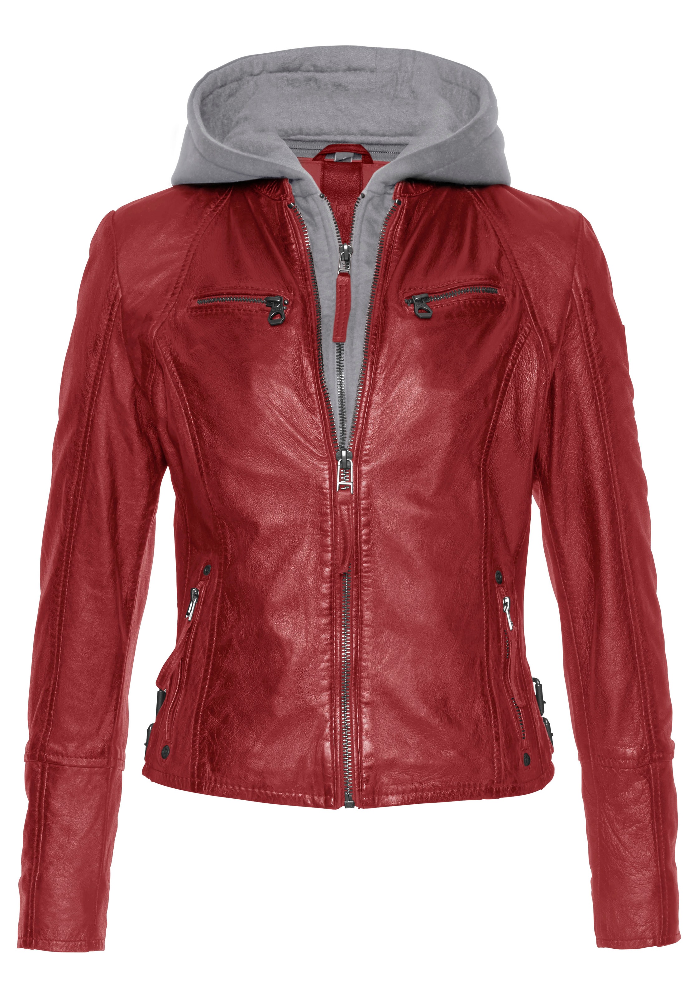 Mauritius Lederjacke »NOLA«, mit Kapuze, Two-in-One Style - mit abnehmbarer Jersey-Kapuze