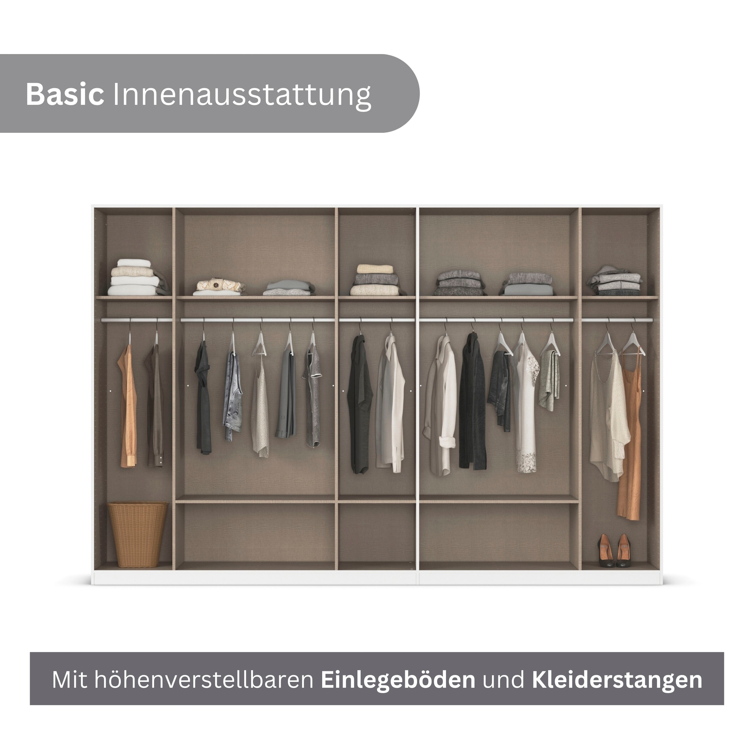 rauch Drehtürenschrank »Kleiderschrank Garderobe GAMMA Breiten 315 cm« in 3 Ausstattungen BASIC/CLASSIC/PREMIUM (inkl. SOFT-CLOSE-Funktion),  mit Schubladen, verschiedene Griff-Varianten TOPSELLER MADE IN GERMANY