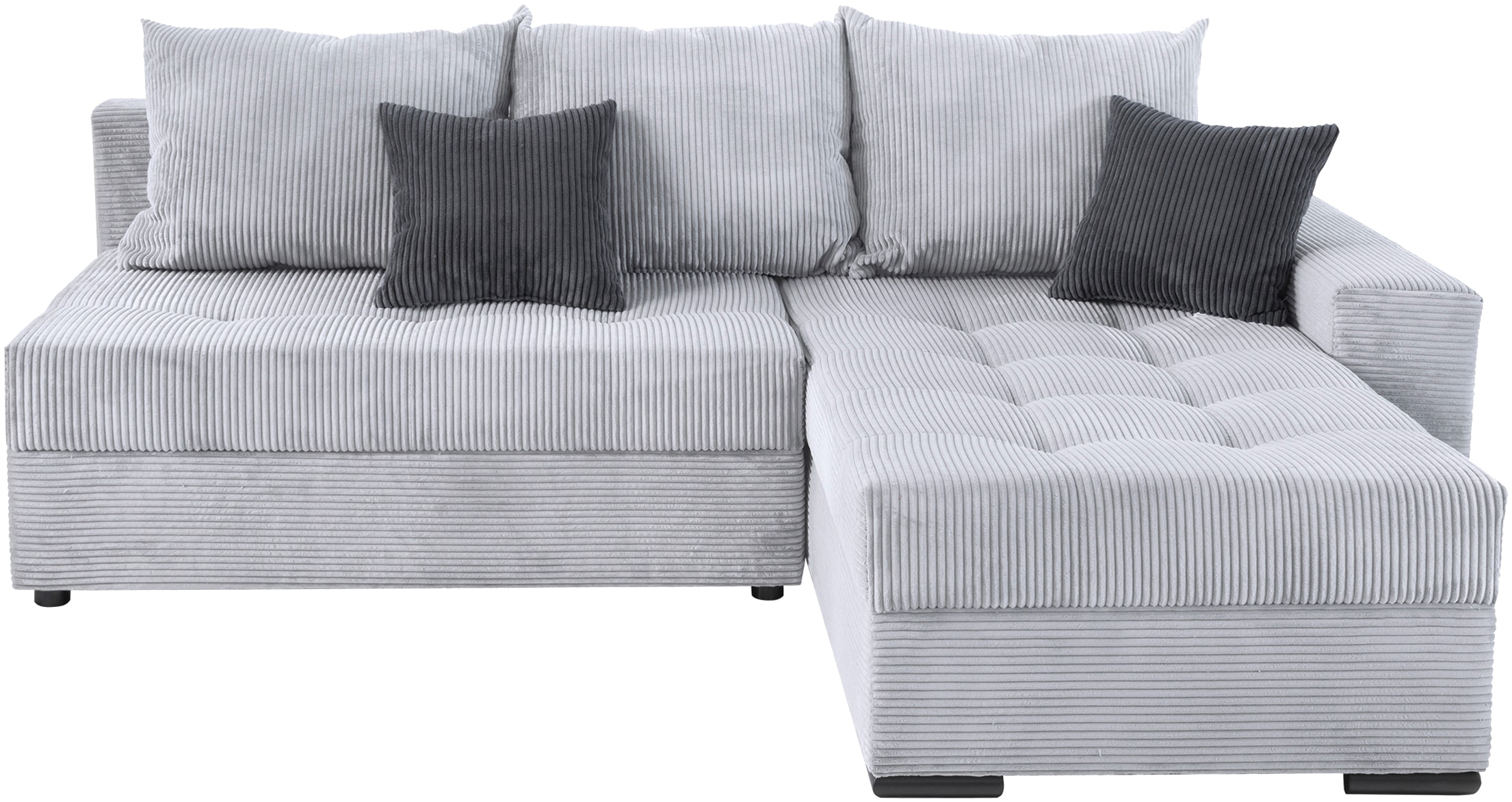 COLLECTION AB Ecksofa »Josy L-Form, Breite 214 cm, mit 3 großen Rückenkissen«, (Cord-/Mix), mit Bettfunktion und Bettkasten, Federkern