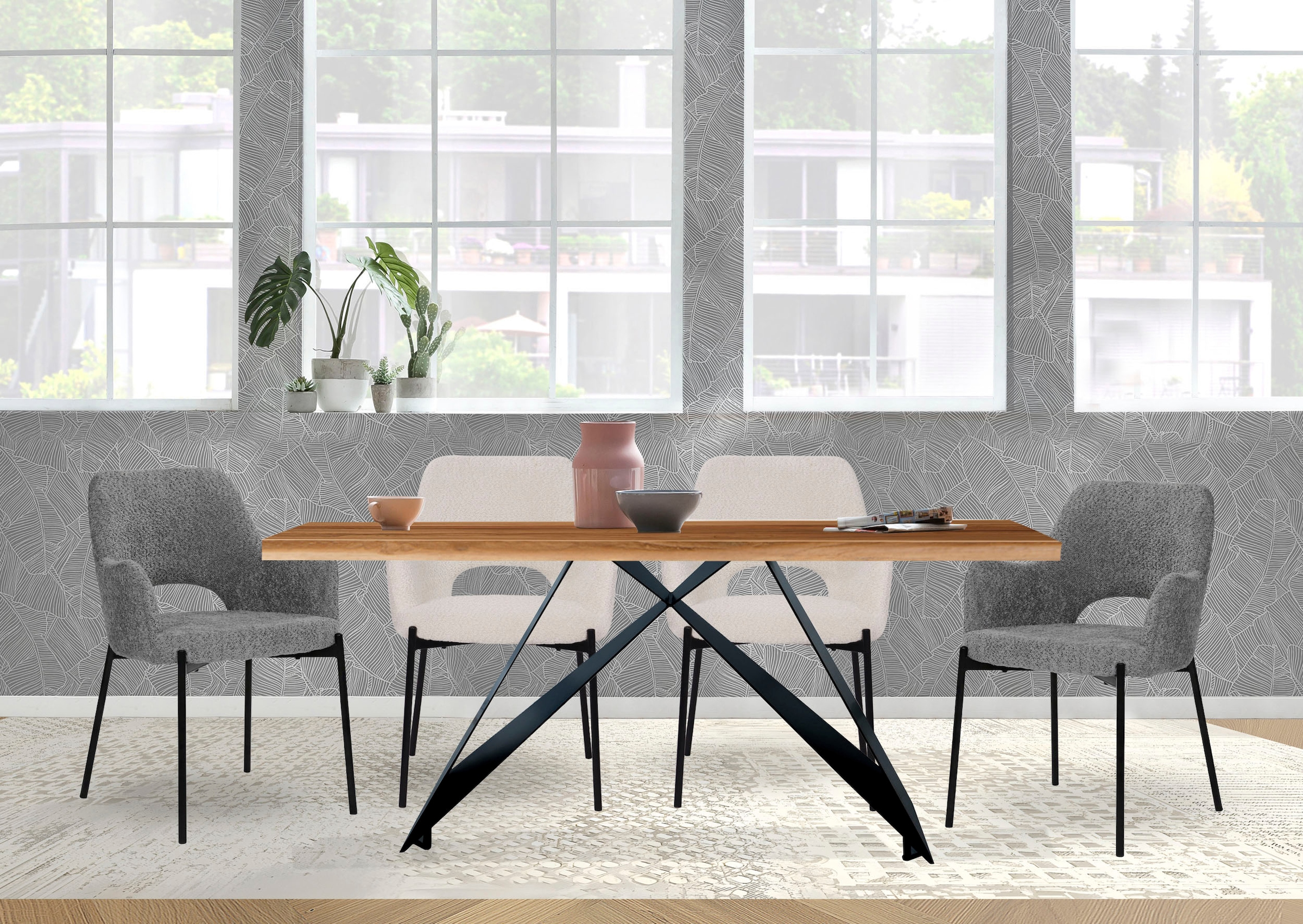 SIT Esstisch »Dinan aus Teak mit 50-mm-Platte & Cross-Base-Gestell« 1 Stk. tlg. Recyceltes Teak mit einzigartiger Maserung & gewollten Gebrauchsspuren
