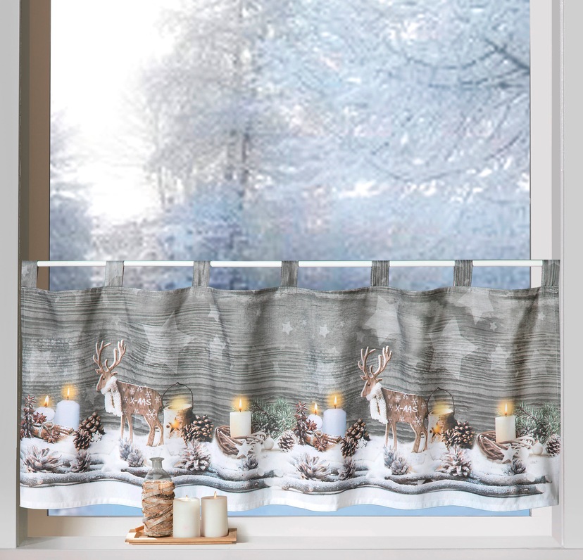 Delindo Lifestyle Scheibengardine »Winterstimmung«, (1 St.), mit  Schlaufenaufhängung, für die Küche | BAUR