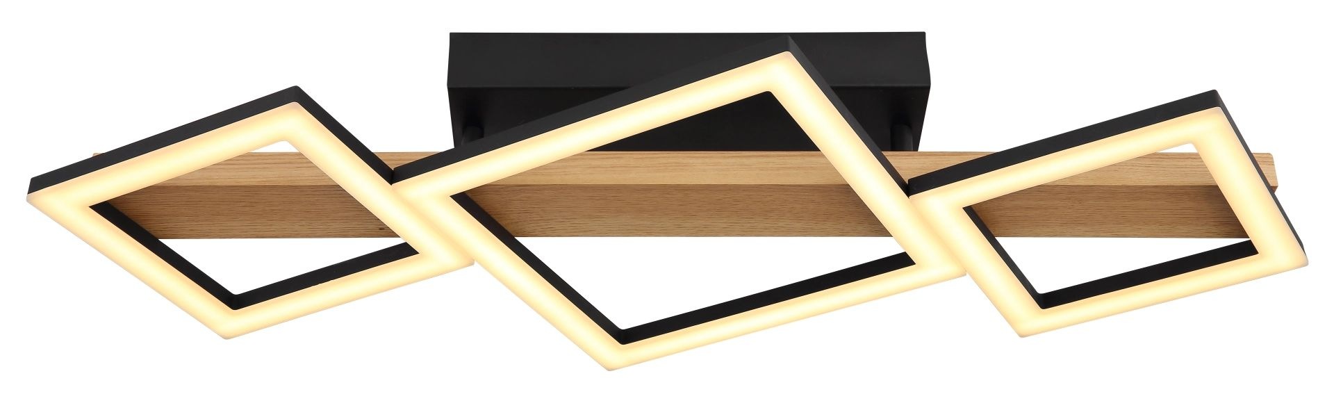 GLOBO LIGHTING LED Deckenleuchte »DUSTIN«, Leuchtmittel LED-Modul | LED fest integriert, Deckenlampe, Holz, unterschiedliche Quadrate, Wohnbereich