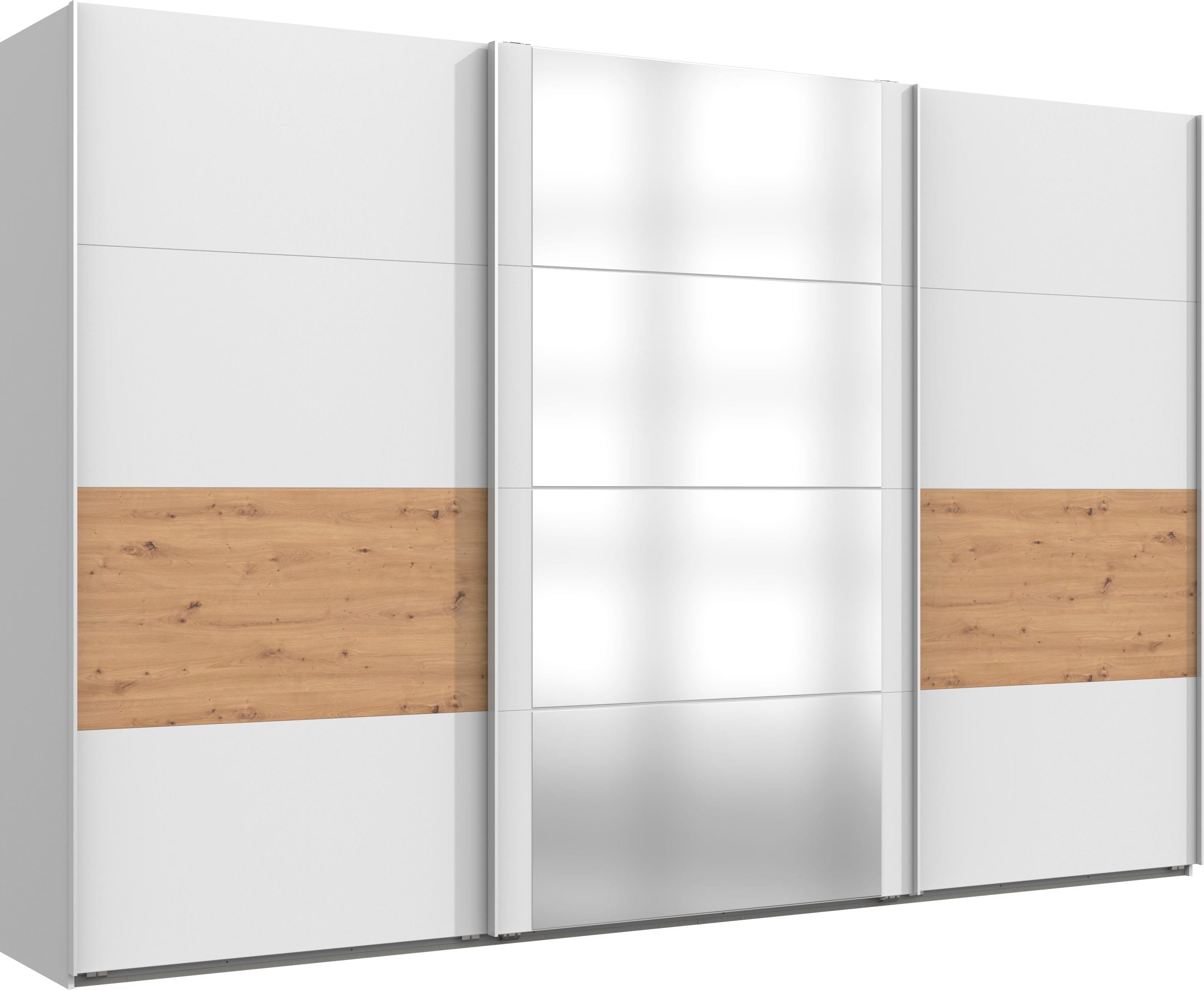 Wimex Schwebetürenschrank "Barmbek Schlafzimmerschrank Garderobenschrank" Kleiderschrank mit 2 Stoffboxen und 2 zusätzlichen Böden, Spiegeltür