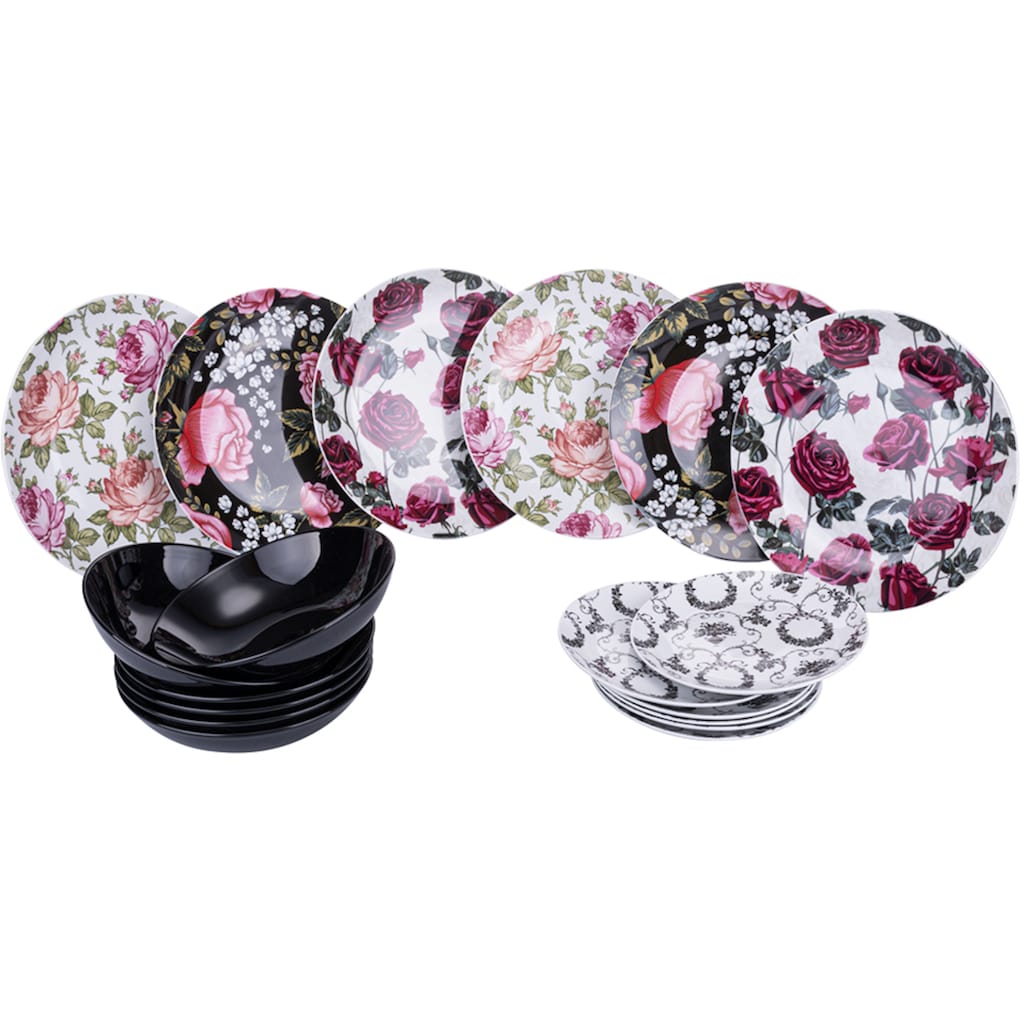 Villa d'Este Tafelservice »Geschirr-Set, Service Rose Baroque«, (Set, 18 tlg.)